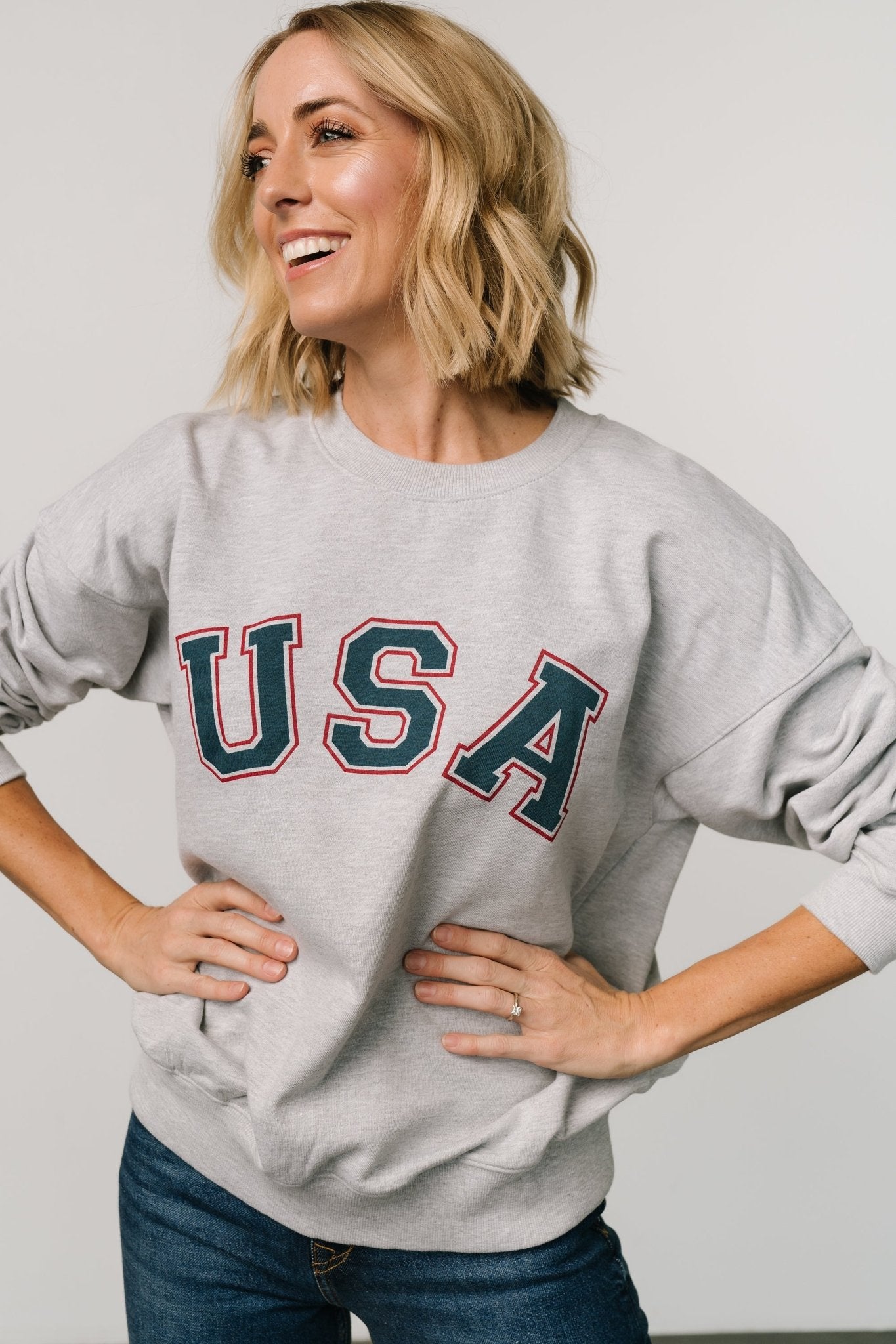 USA Oversized Sweatshirt | Heather Gray Sale Classic