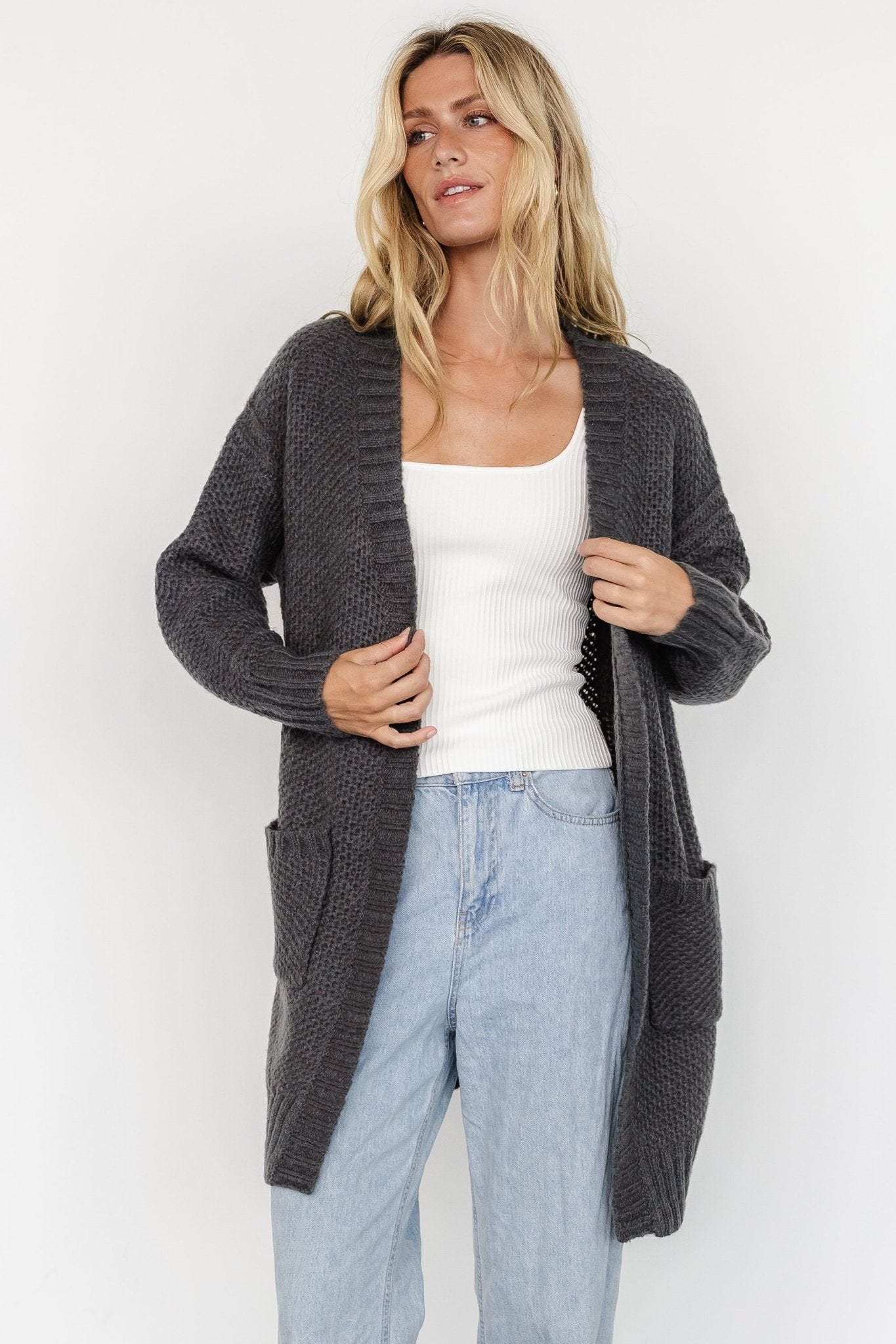 Theodora Knit Cardigan | Charcoal Buy Cheap Clearance