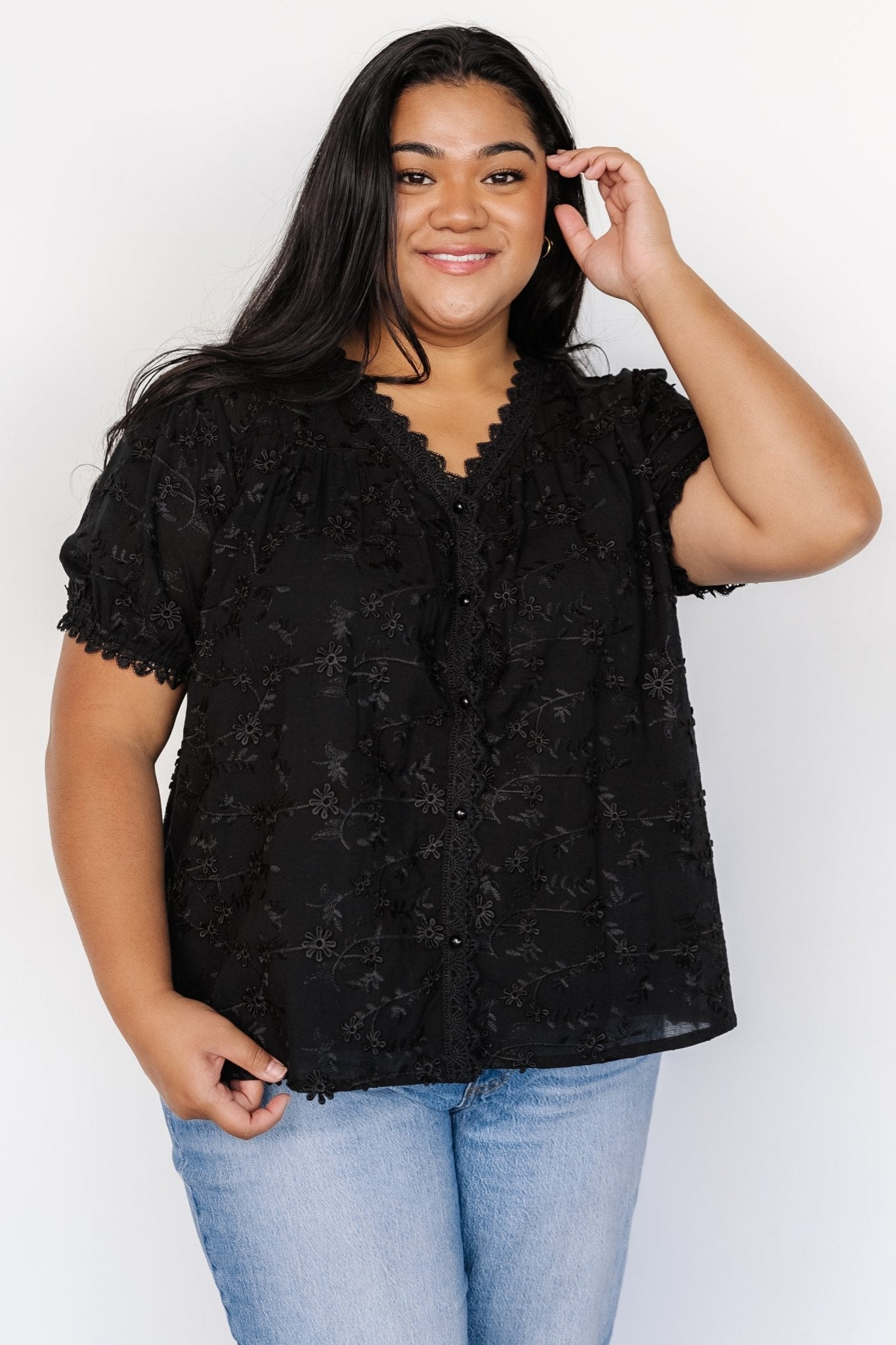 Pauline Embossed Top | Black 2025 New For Sale