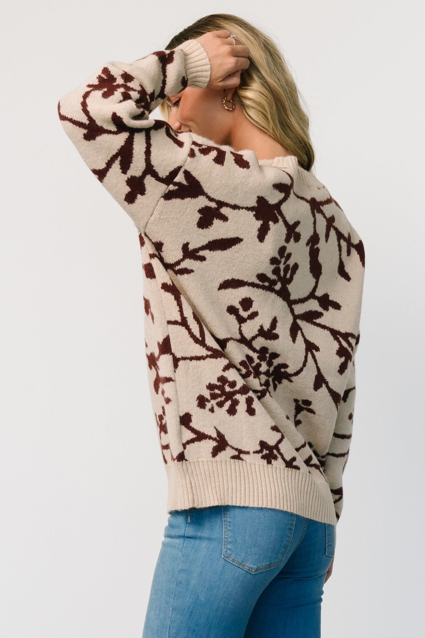 Hallstatt Sweater | Beige + Merlot Print Cheap Visa Payment