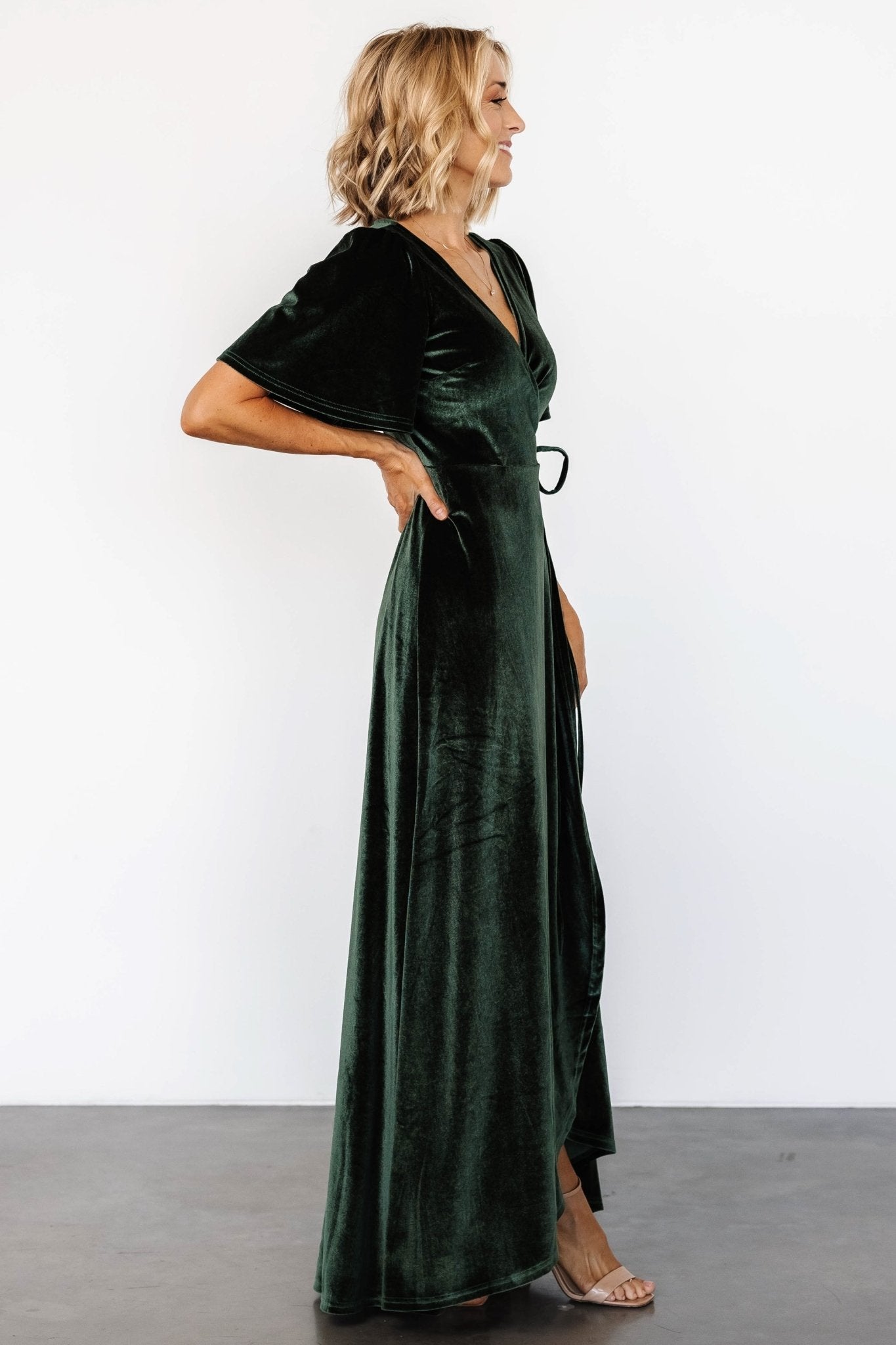 Katelyn Velvet Maxi Wrap Dress | Deep Green Official For Sale