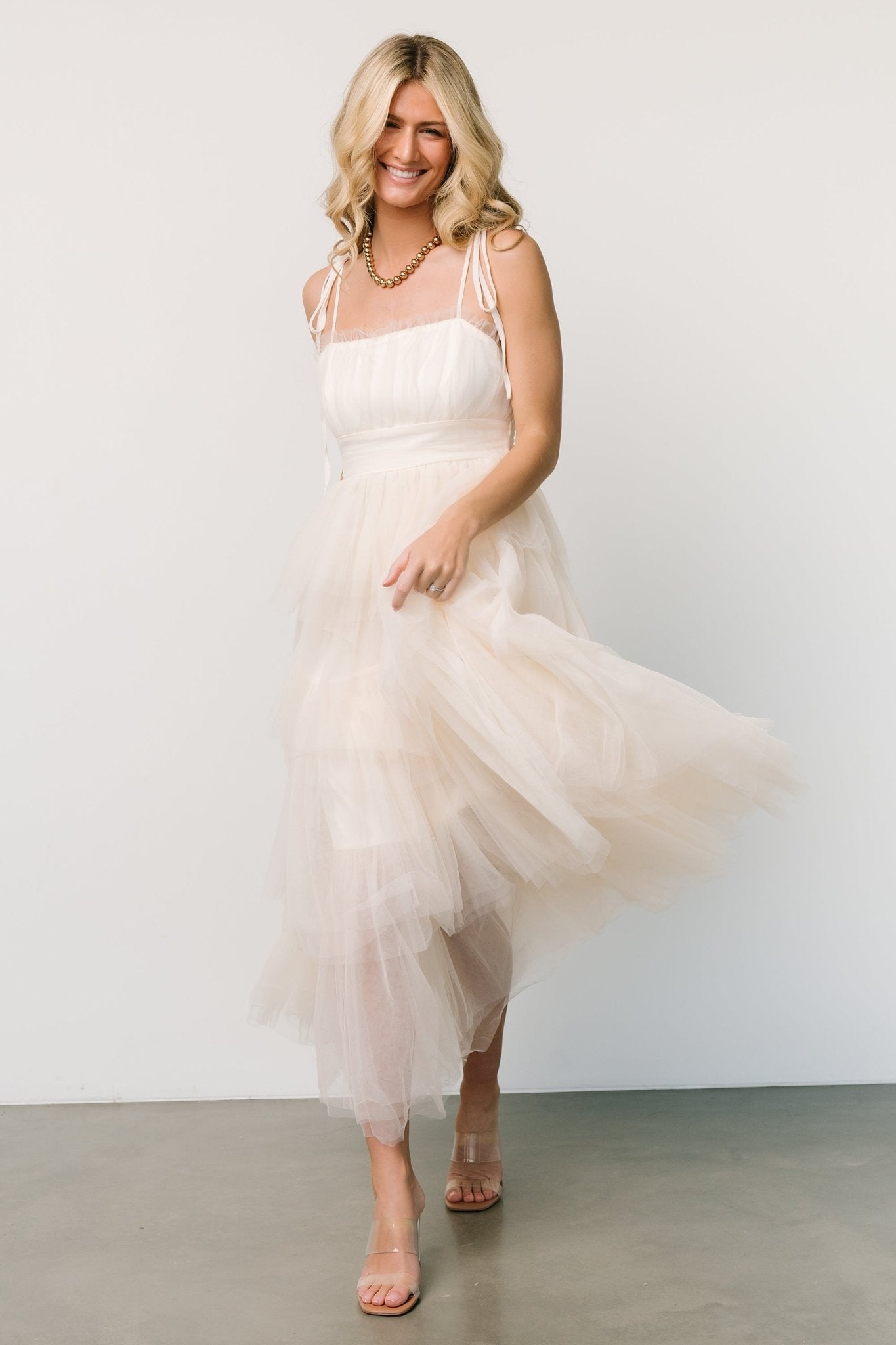 Alora Tulle Tiered Maxi Dress | Cream Good Selling Sale Online