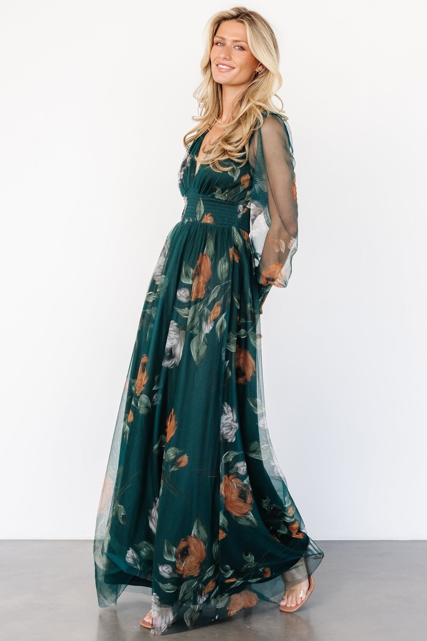 Layla Tulle Maxi Dress | Deep Topaz Floral Buy Cheap Explore