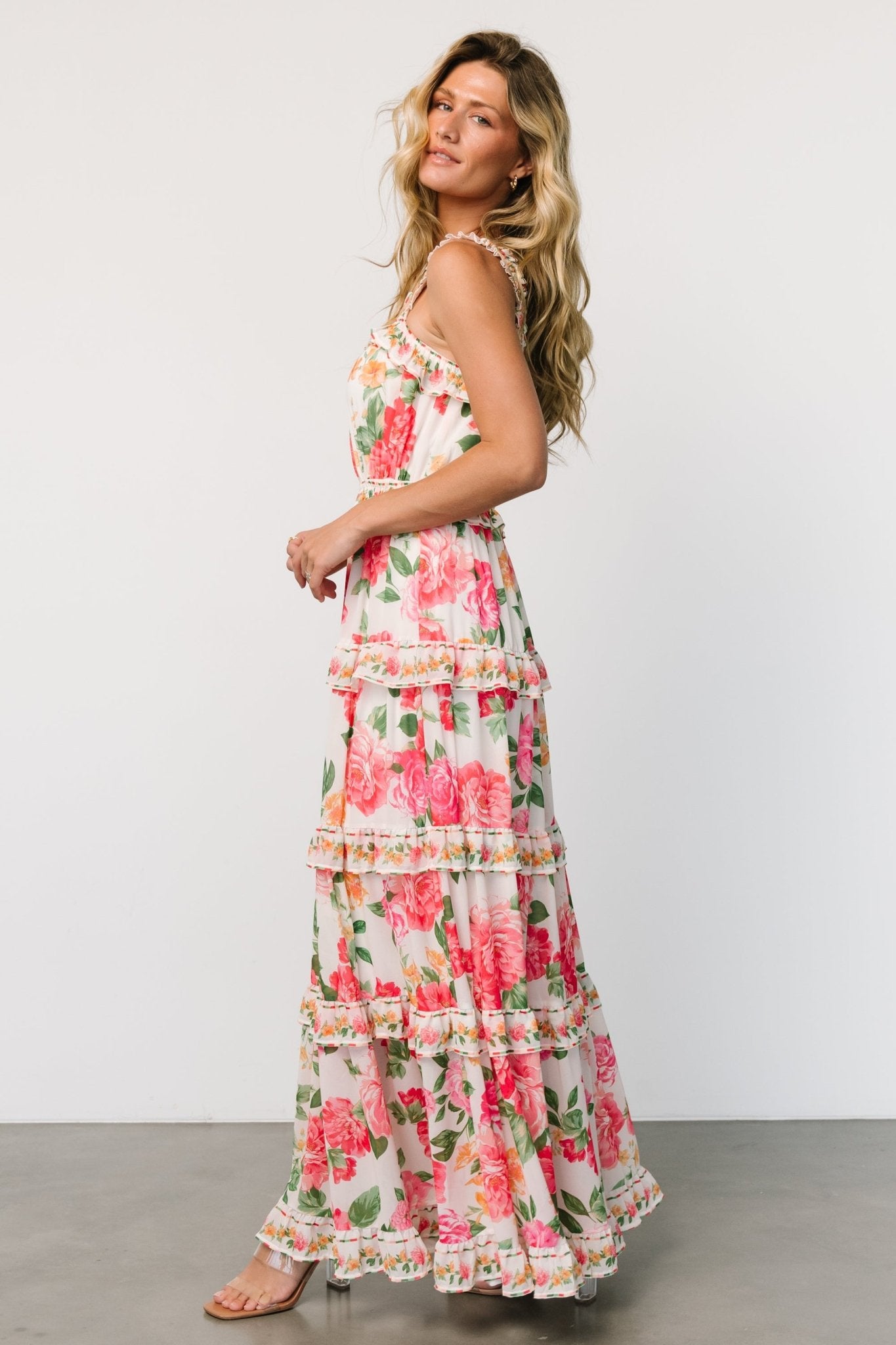 Julieta Tiered Maxi Dress | Off White Floral Quality Original