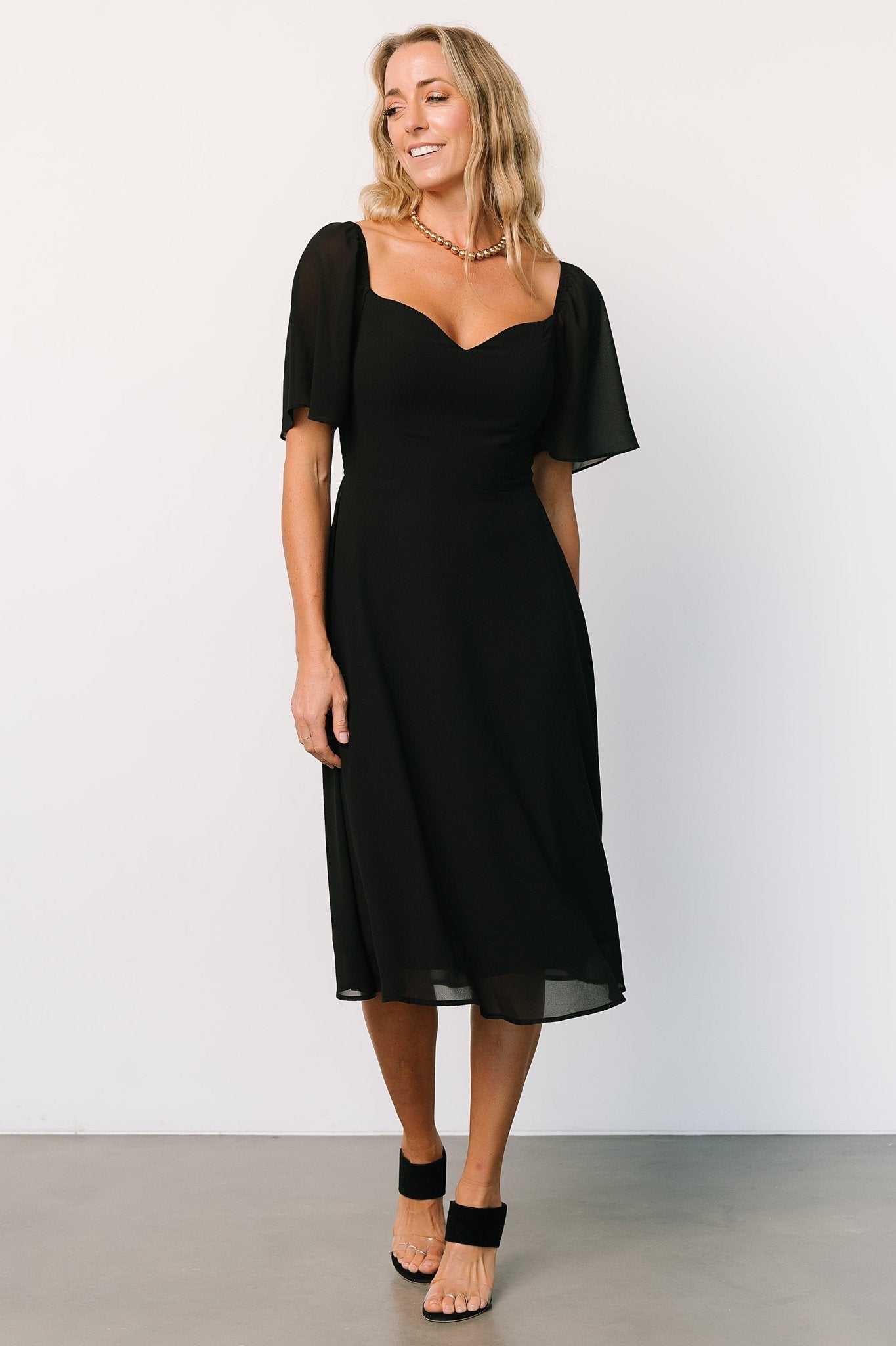 Colette Sweetheart Midi Dress | Black Discount Big Sale