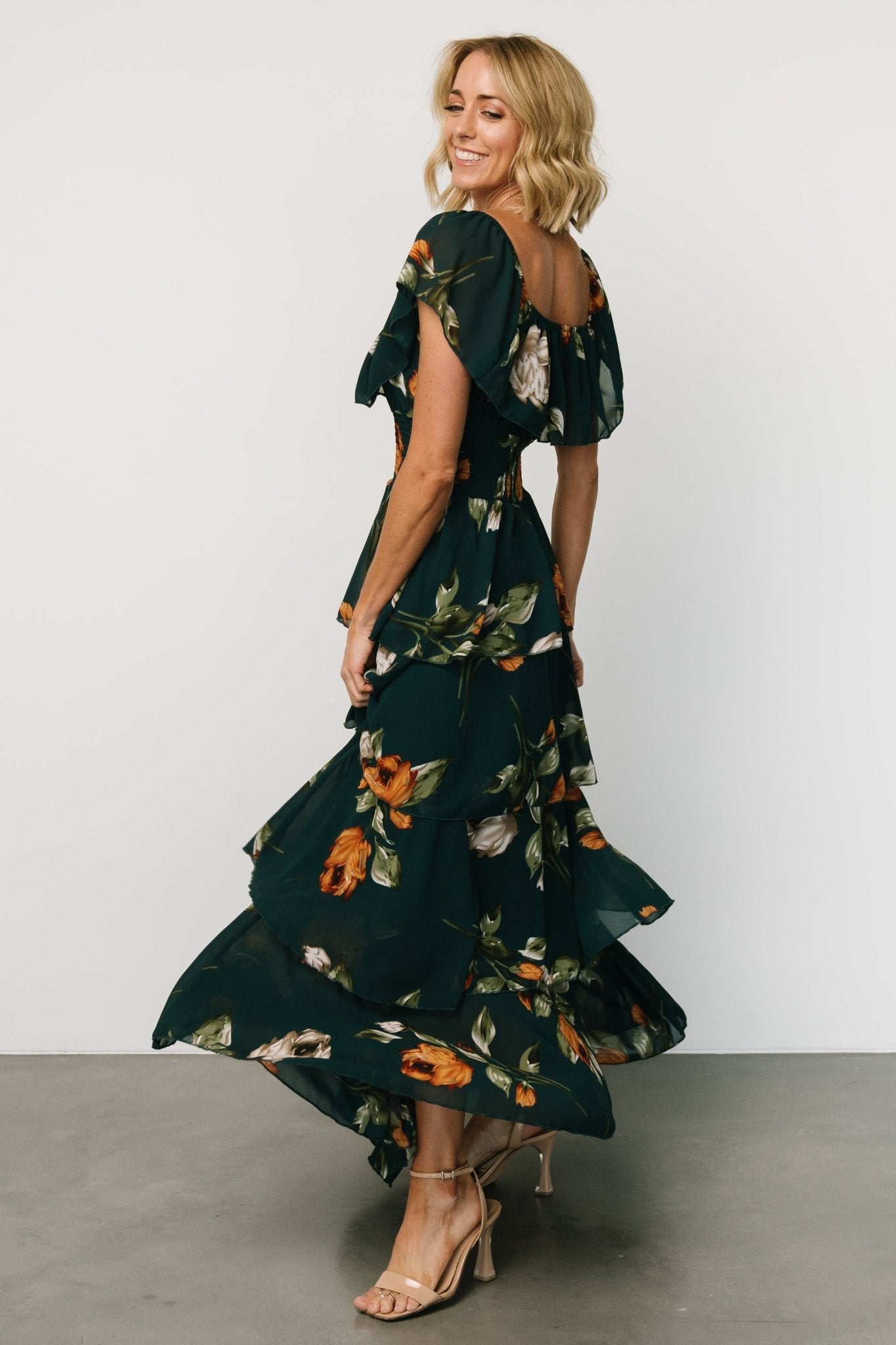 Carina Off Shoulder Maxi Dress | Deep Topaz Floral Discount Eastbay