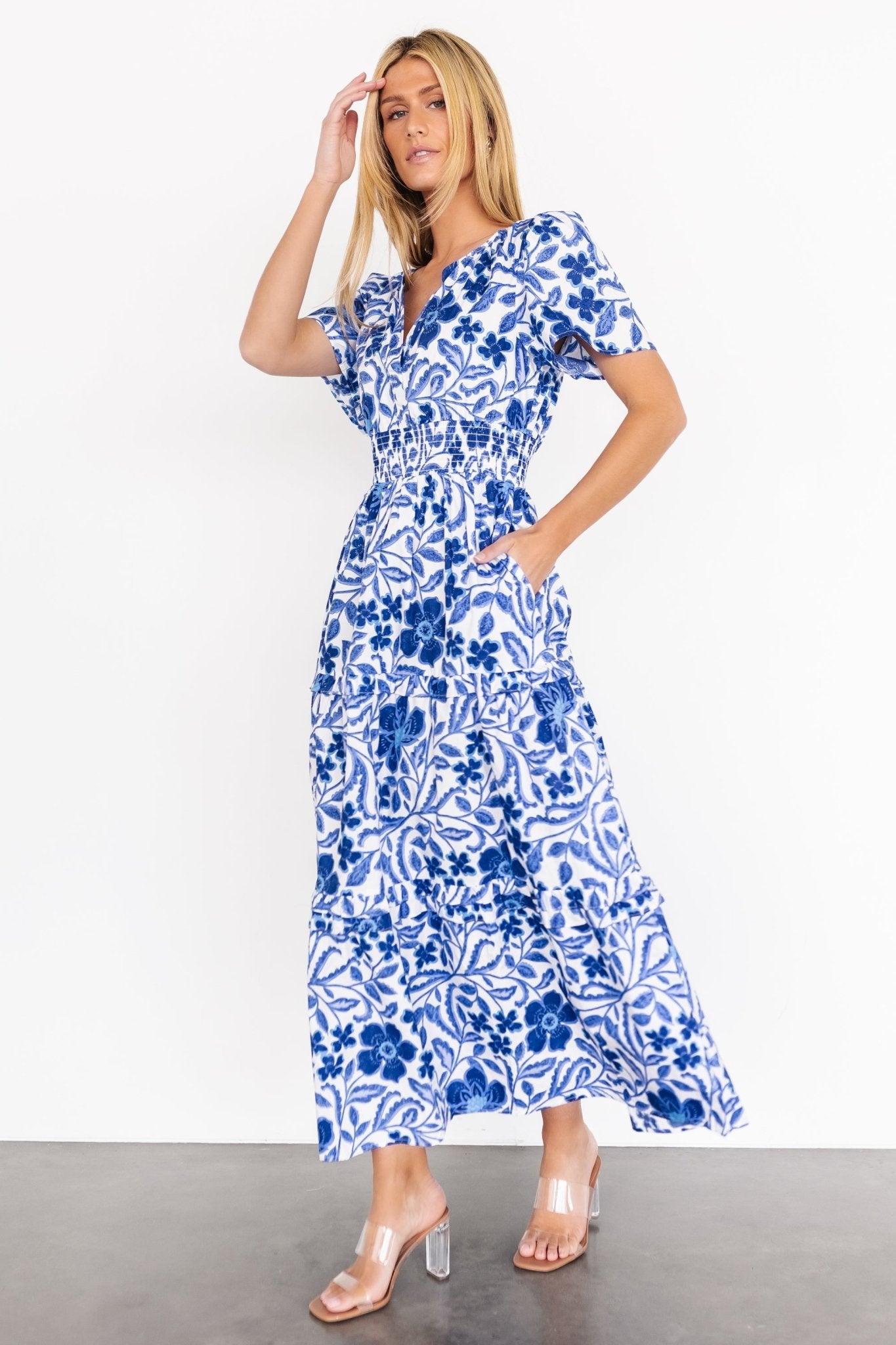 Kiana Poplin Maxi Dress | Blue Multi For Cheap Sale Online