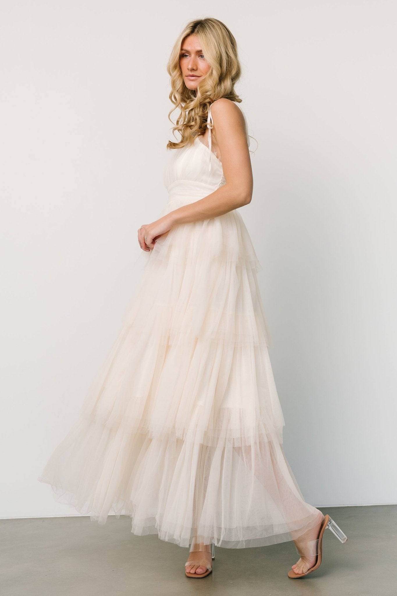 Alora Tulle Tiered Maxi Dress | Cream Good Selling Sale Online