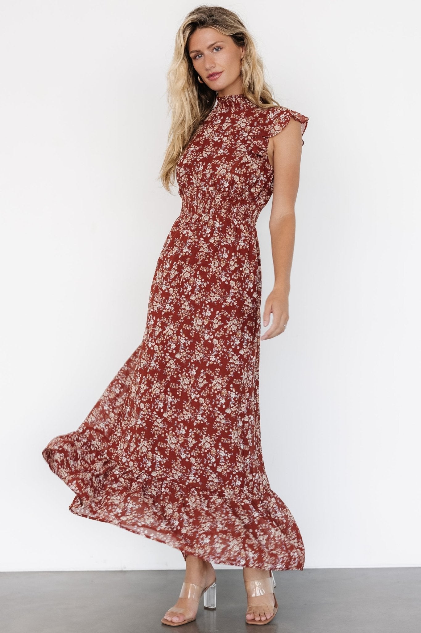 Kearny Ruffle Maxi Dress | Rust Print In China Cheap Pice