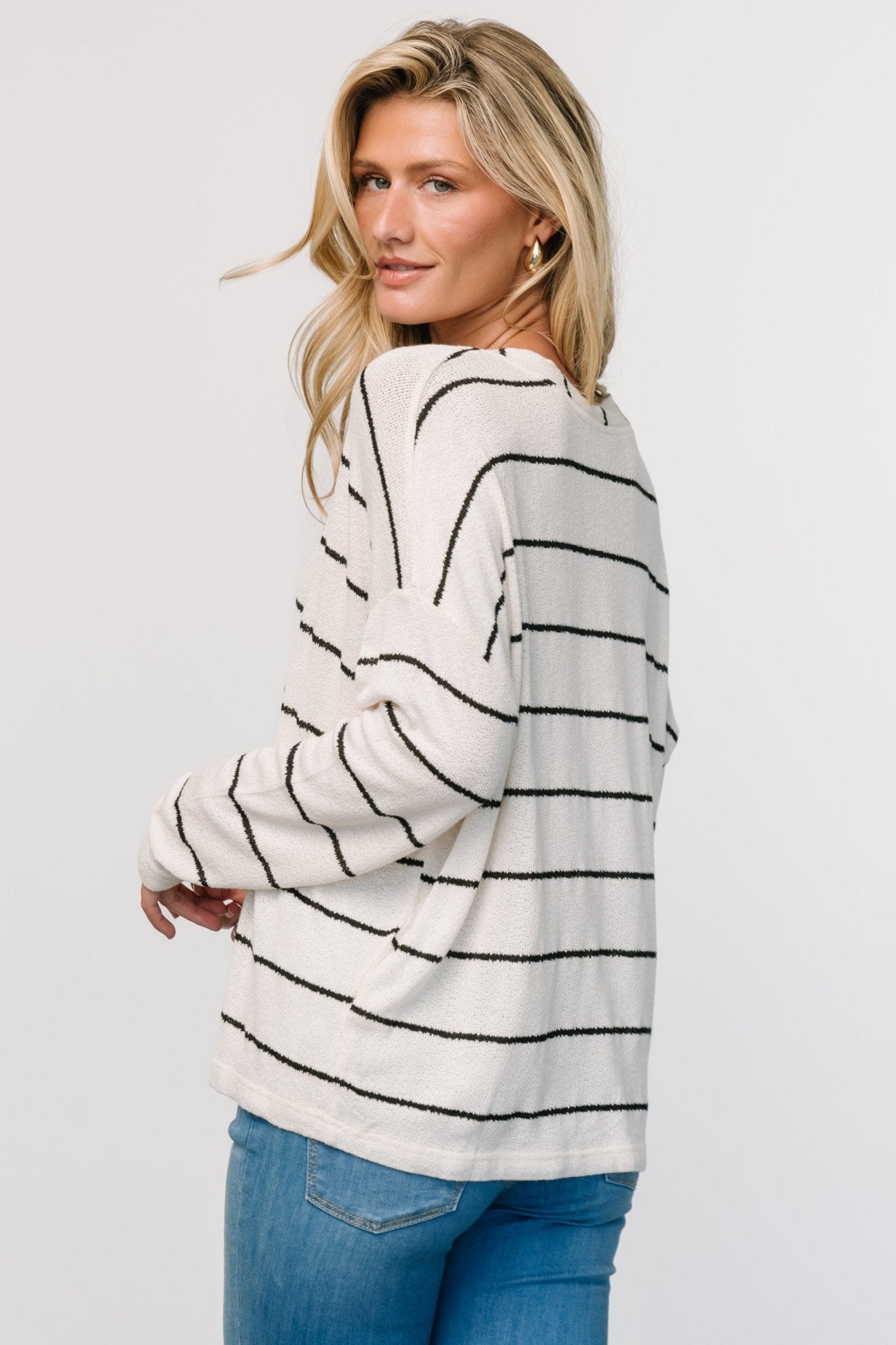 Houston Relaxed Sweater Top | Ivory Stripe Recommend For Sale