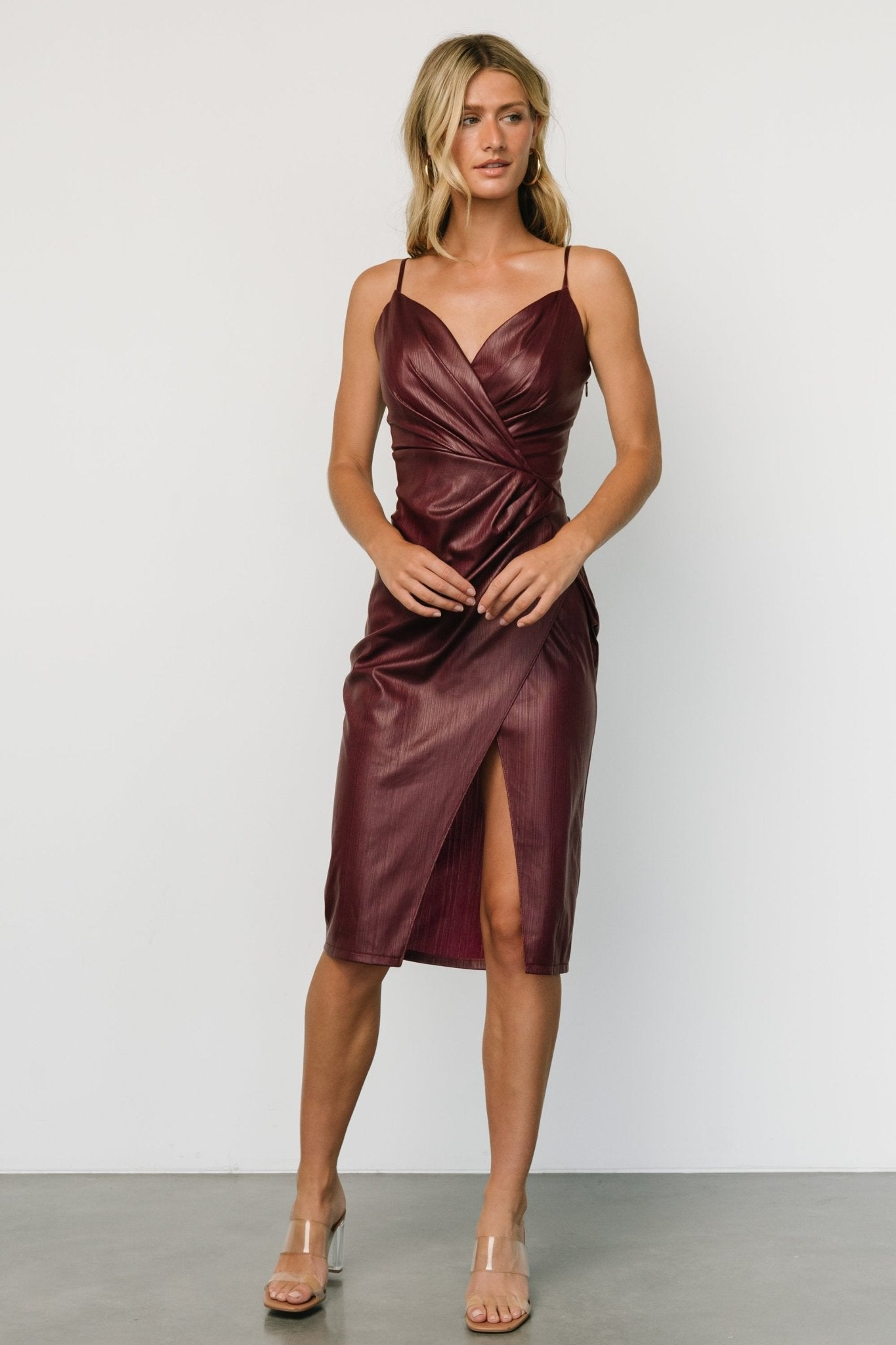 Whitney Midi Dress | Deep Mulberry With Credit Card Cheap Pice