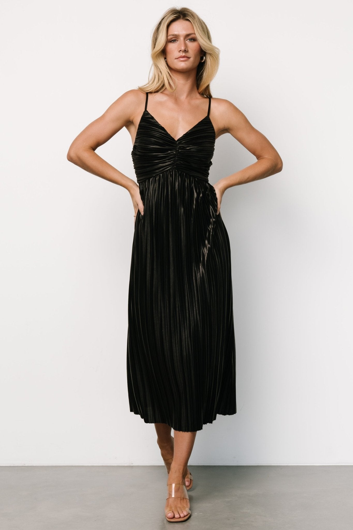 Cecilia Pleated Dress | Black Pay With Paypal Online