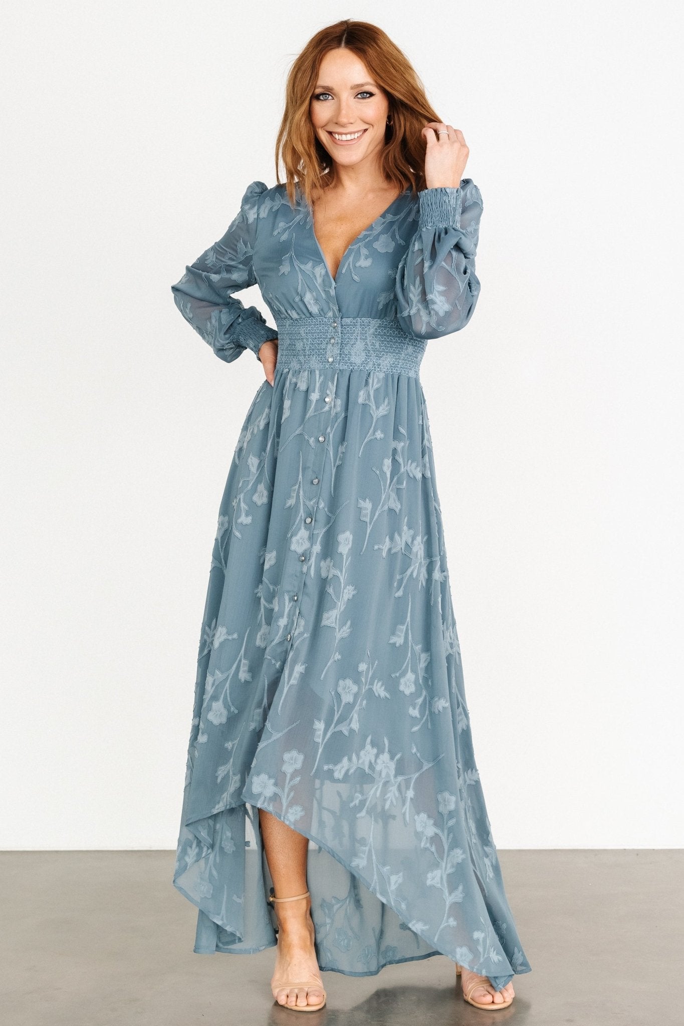 Mayfair High Low Maxi Dress | Slate Blue Cheap Sale 100% Guaranteed