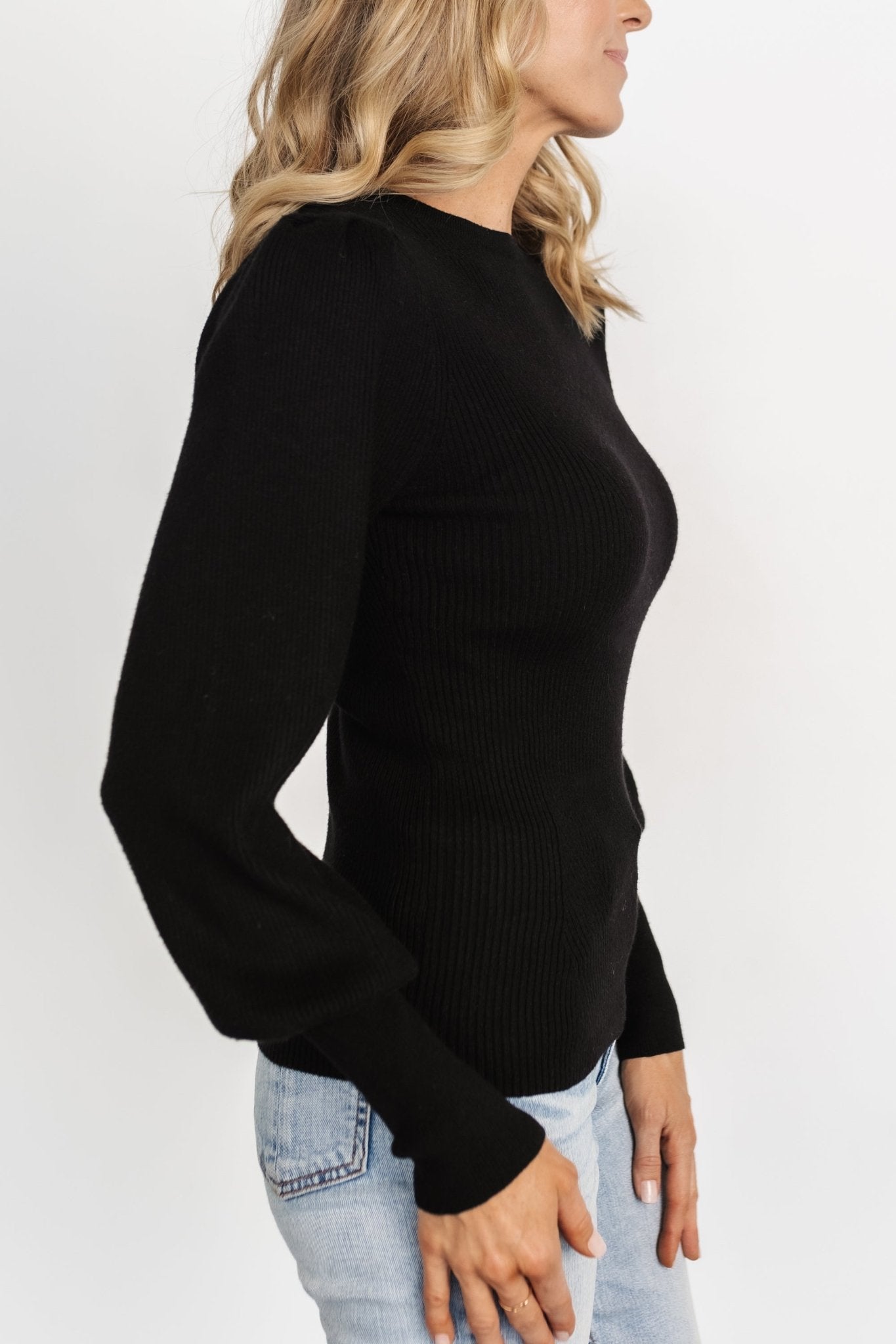 Lilou Rib Knit Sweater | Black View Cheap Pice