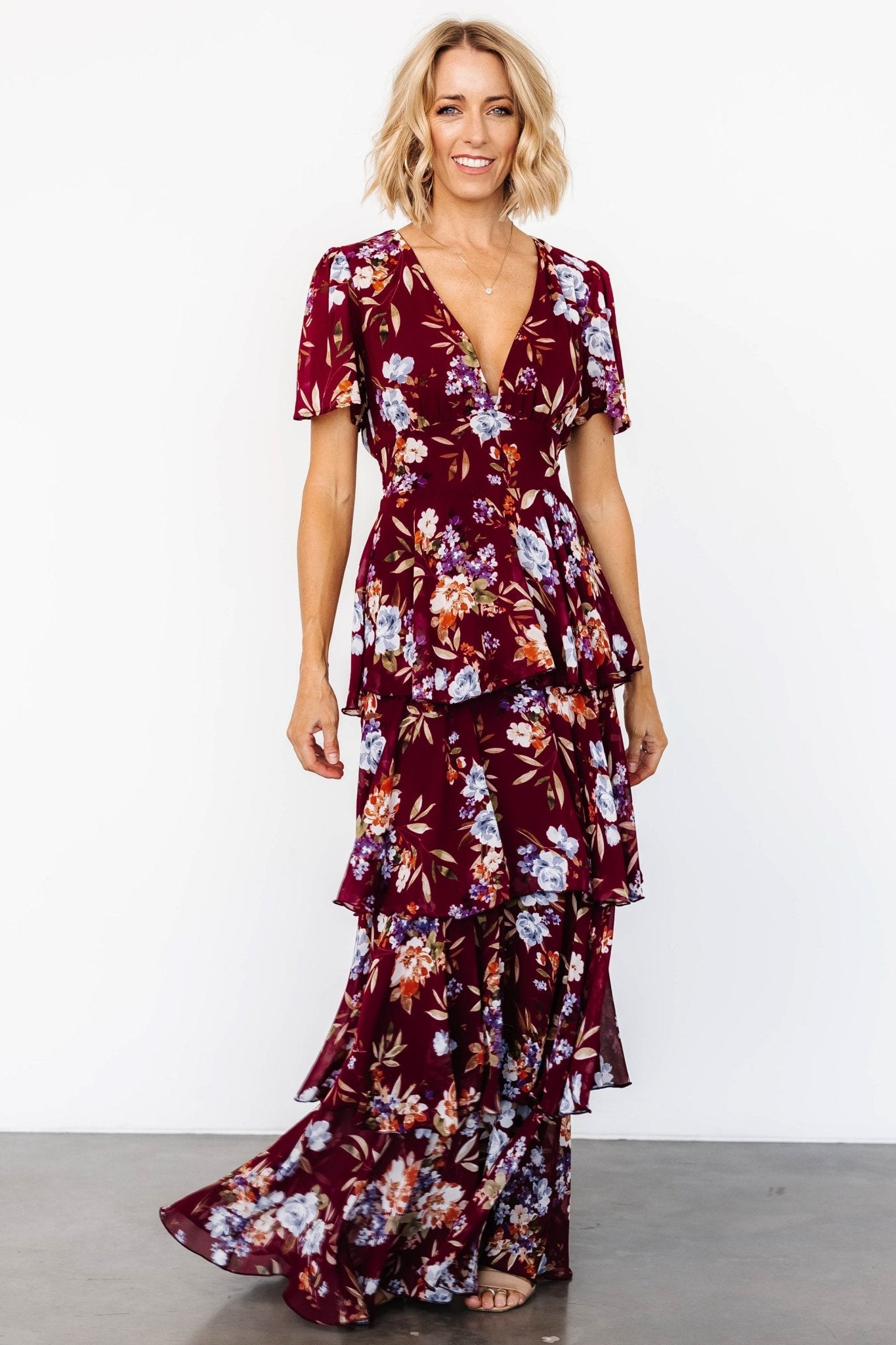 Montaigne Ruffle Maxi Dress | Mulberry Floral Newest Cheap Online