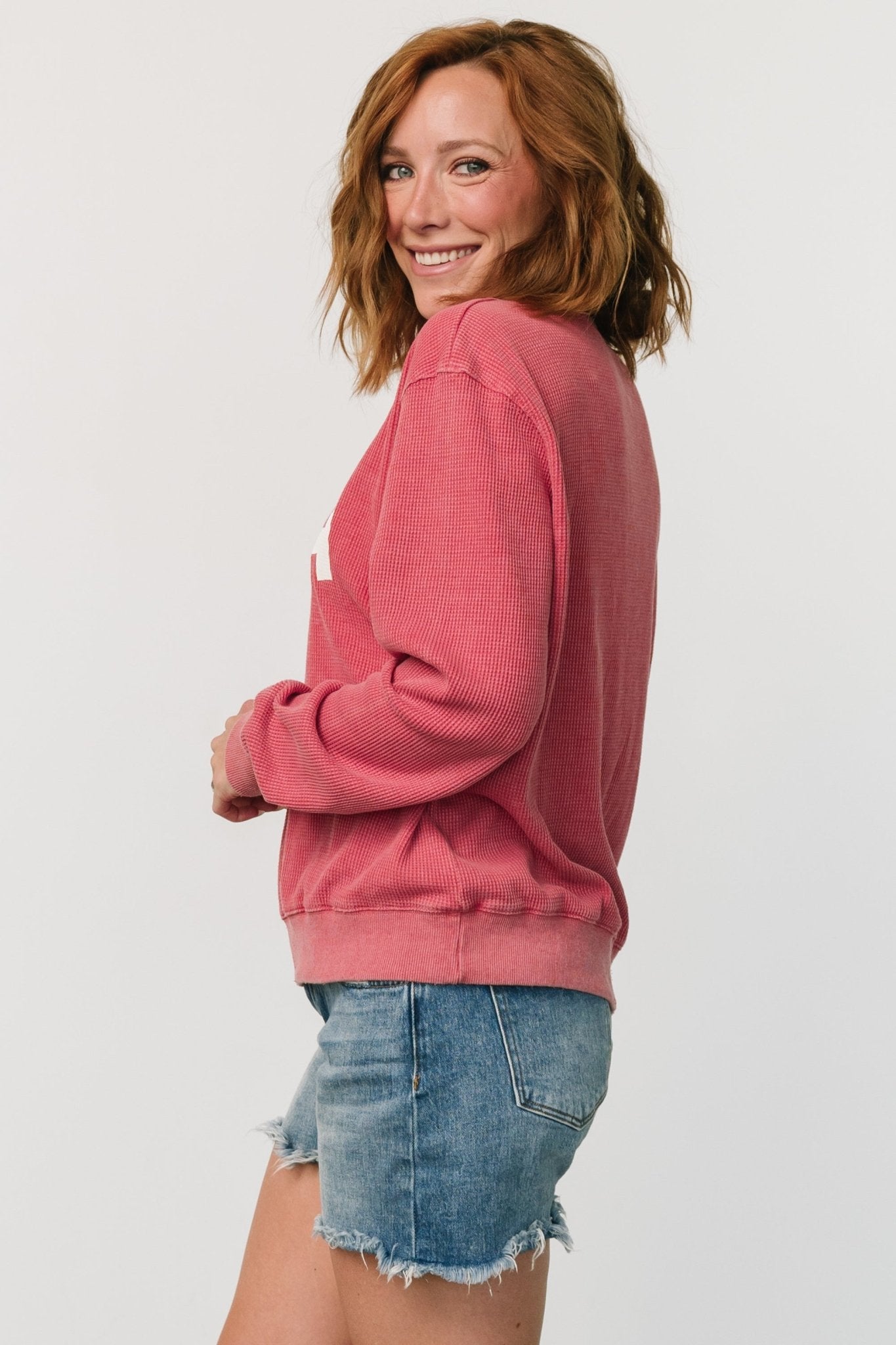 USA Sweater Top | Washed Red Visit