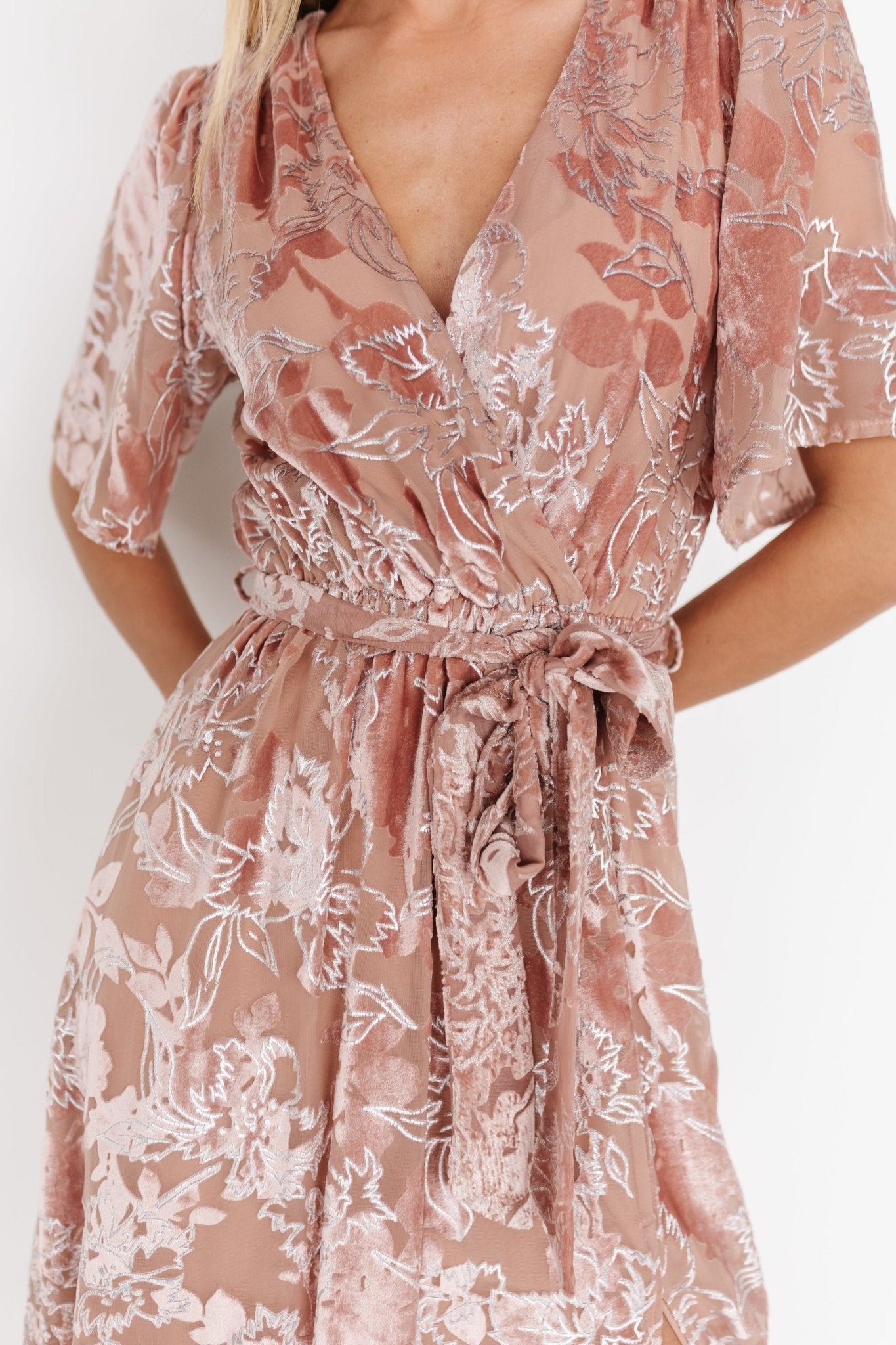 Uma Velvet Maxi Dress | Blush + Silver Sale Cheap Pice