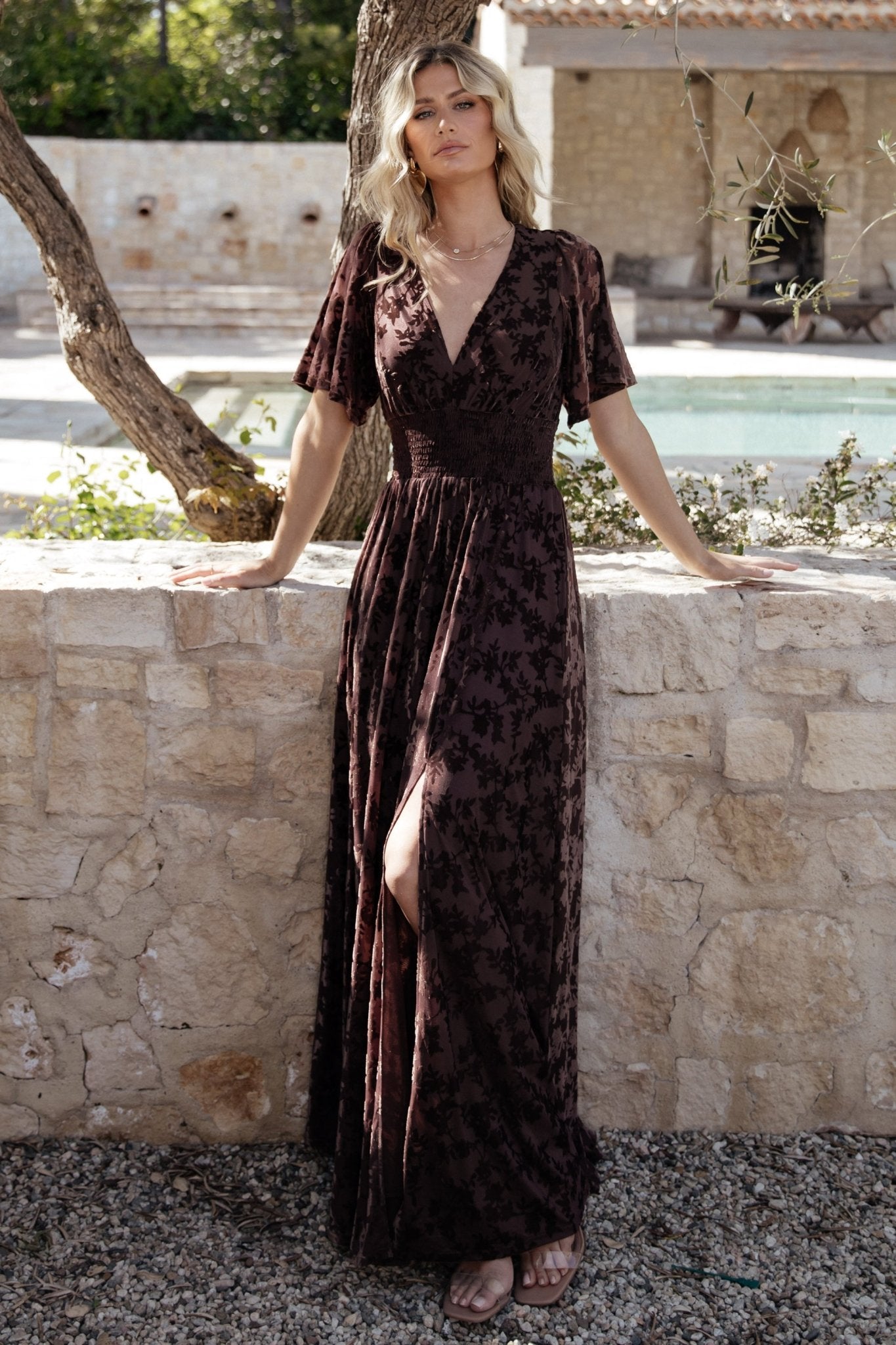 Veronica Velvet Maxi Dress | Espresso Cheap Low Shipping Fee