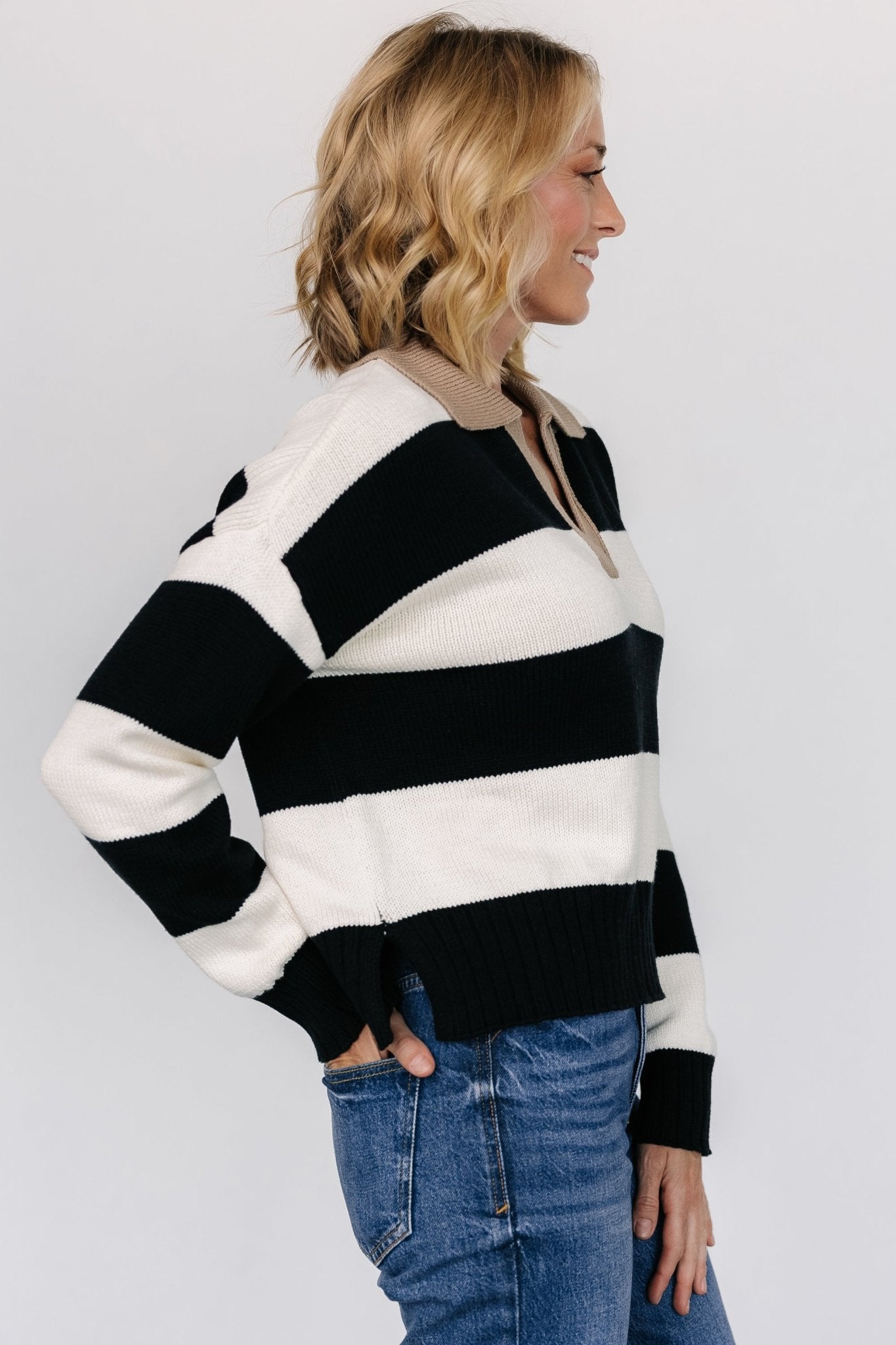 Alec Striped Sweater | Black + Ivory Discount Free Shipping