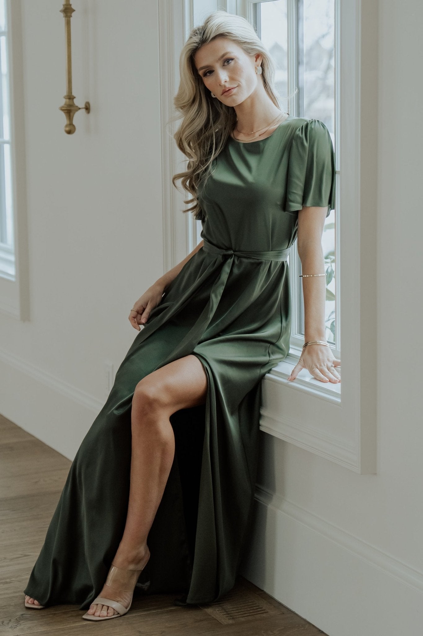 Agnes Satin Maxi Dress | Juniper Green Best Wholesale