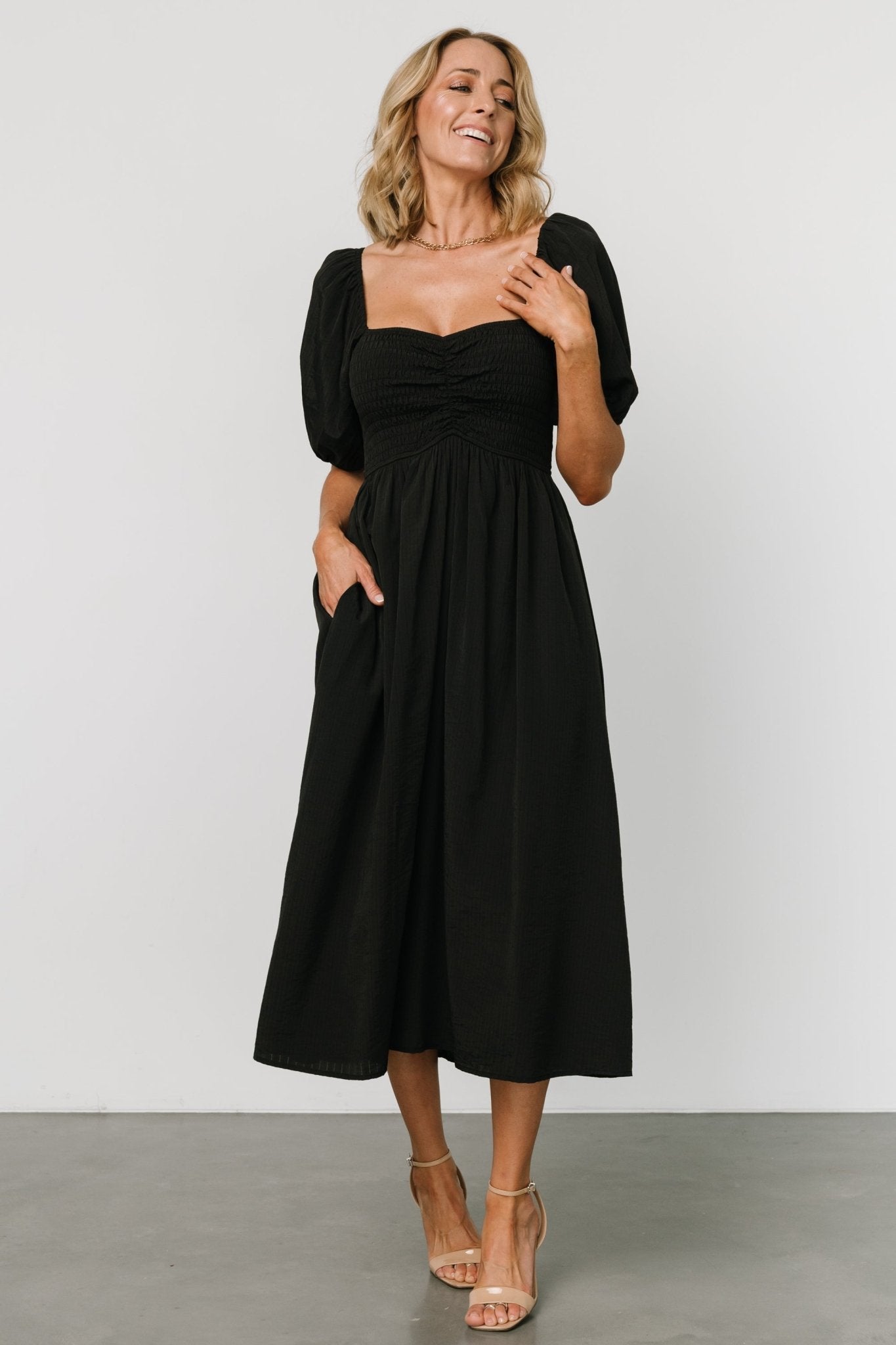 Stefania Midi Dress | Black For Sale Free Shipping