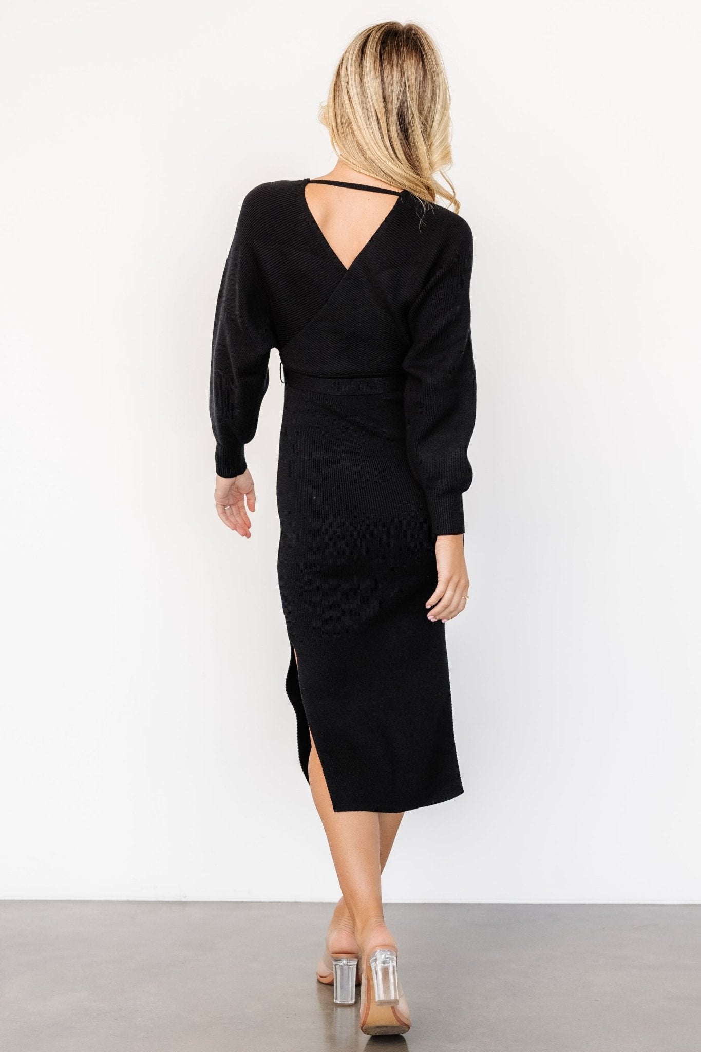 Sammi Faux Wrap Dress | Black Cheap 100% Original