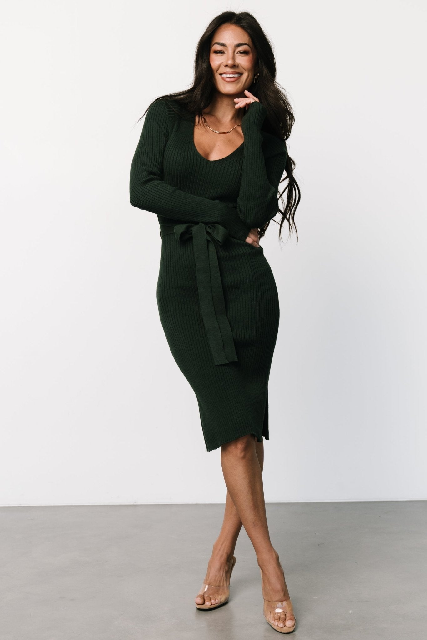 Blayne Ribbed Midi Dress | Emerald Outlet Official