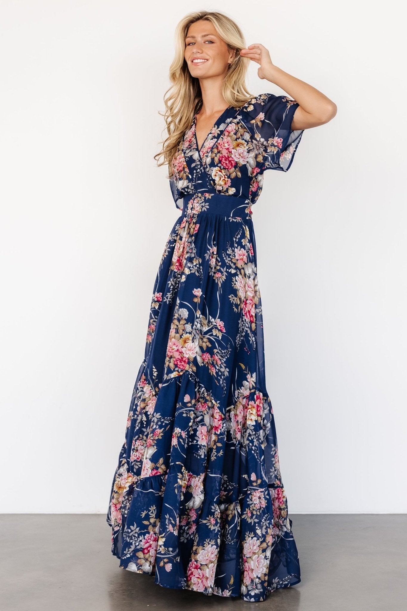 Katherine Maxi Dress | Navy + Pink Floral Cheap Pirce