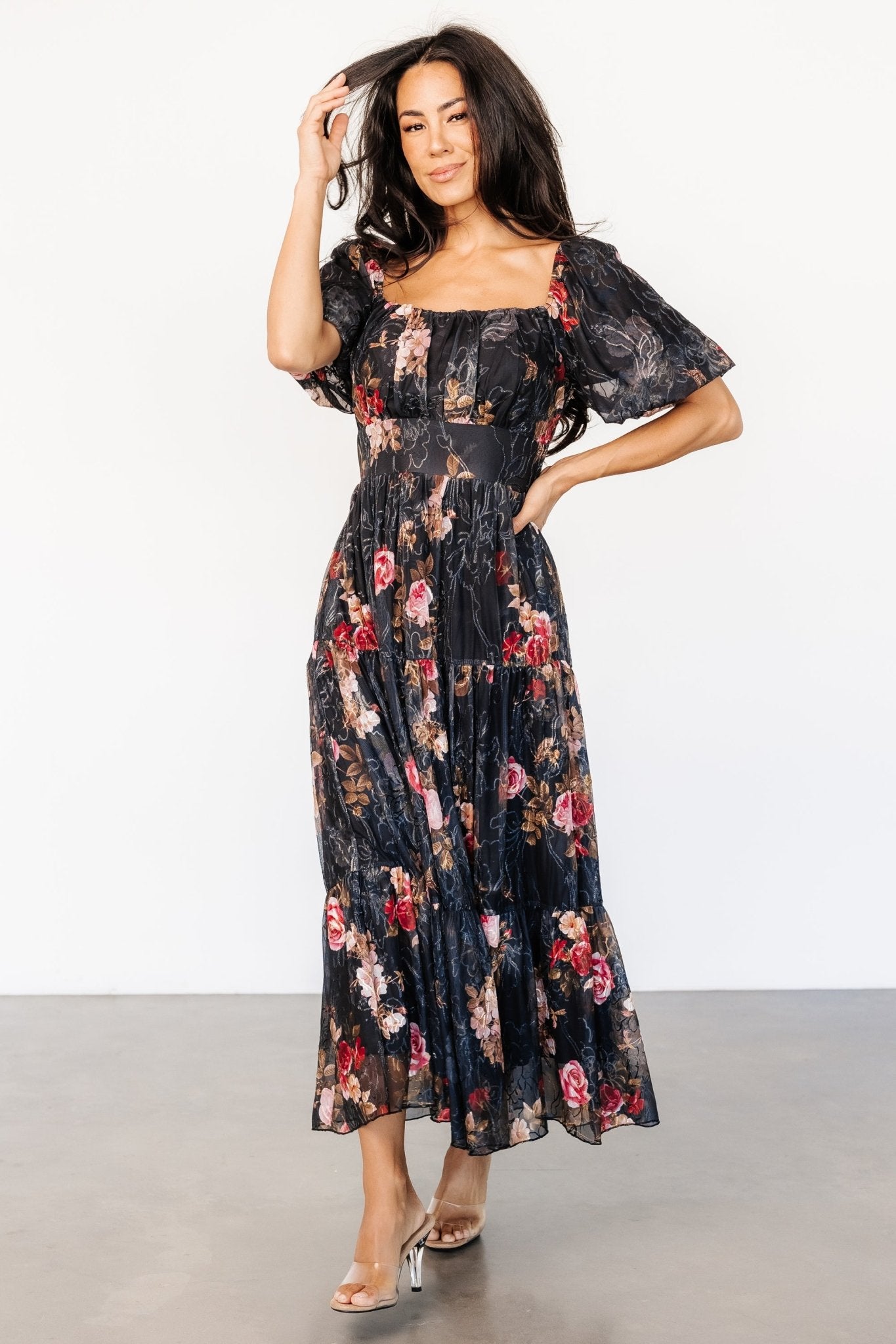 Annabeth Midi Dress | Black Floral Sale Footlocker Finishline