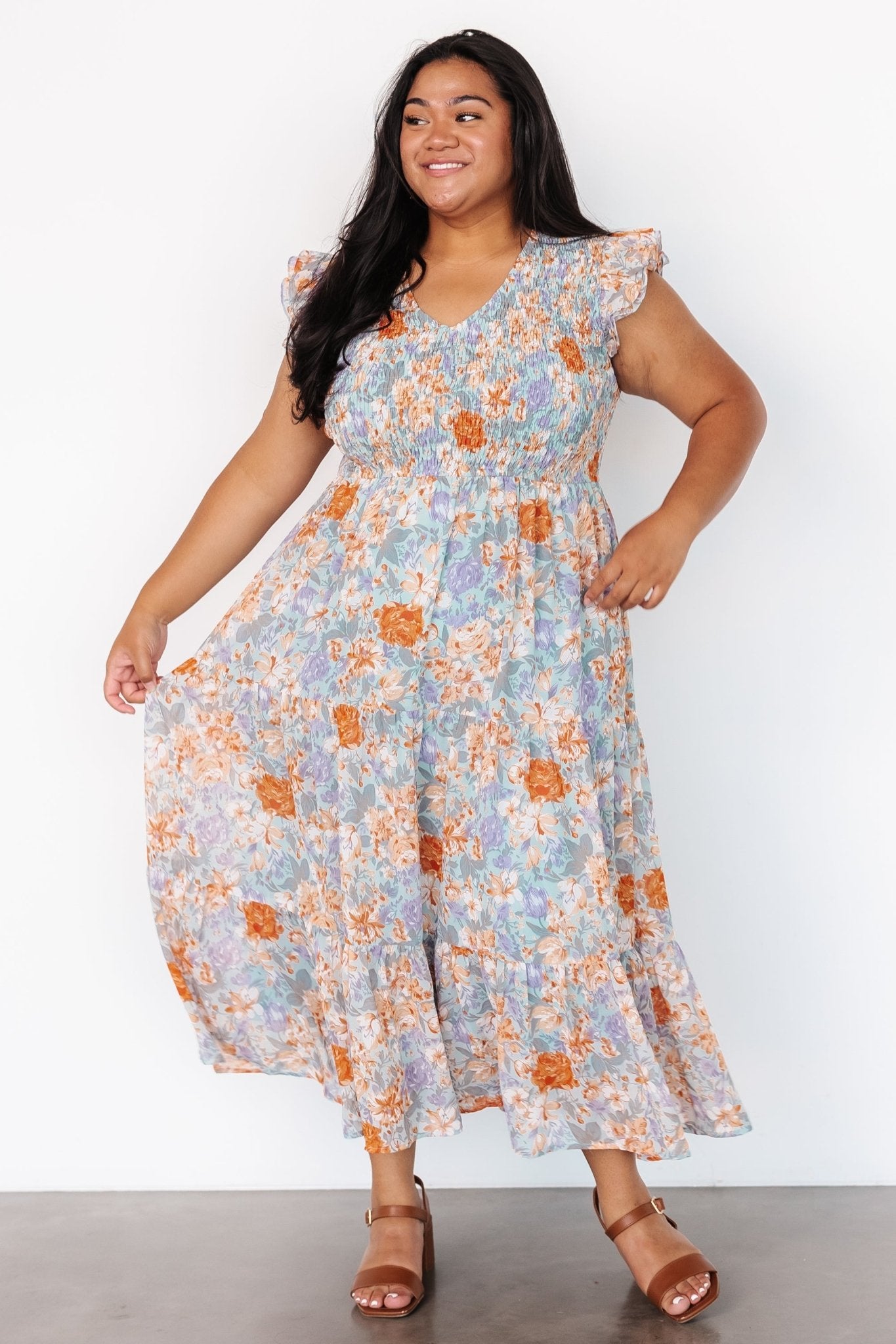 Arla Smocked Maxi Dress | Light Blue Floral Discount Best Pices