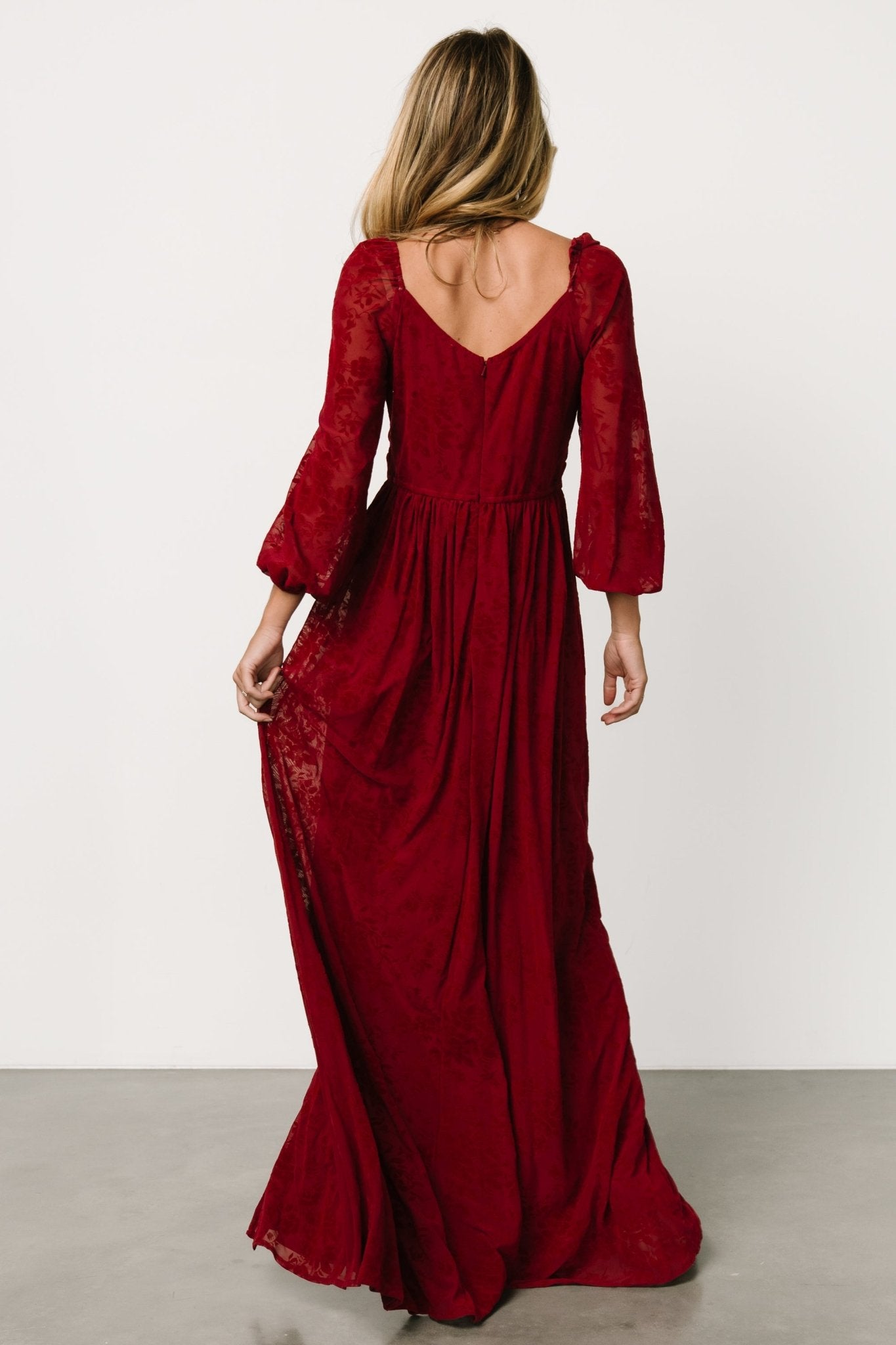 Mable Velvet Maxi Dress | Crimson Discount Release Dates