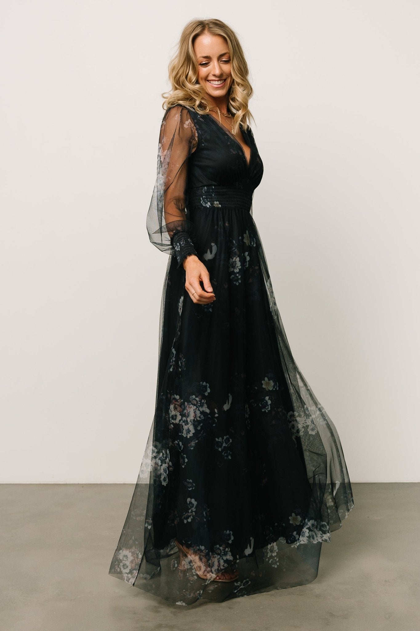 Layla Tulle Maxi Dress | Navy Multi Cheap Sale Huge Surprise