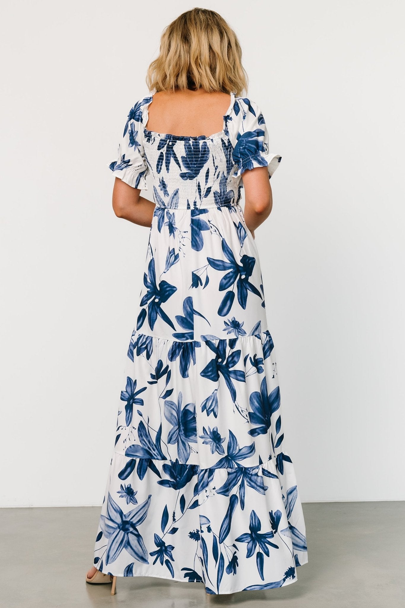 Hilaria Maxi Dress | White + Blue Cheap Get To Buy