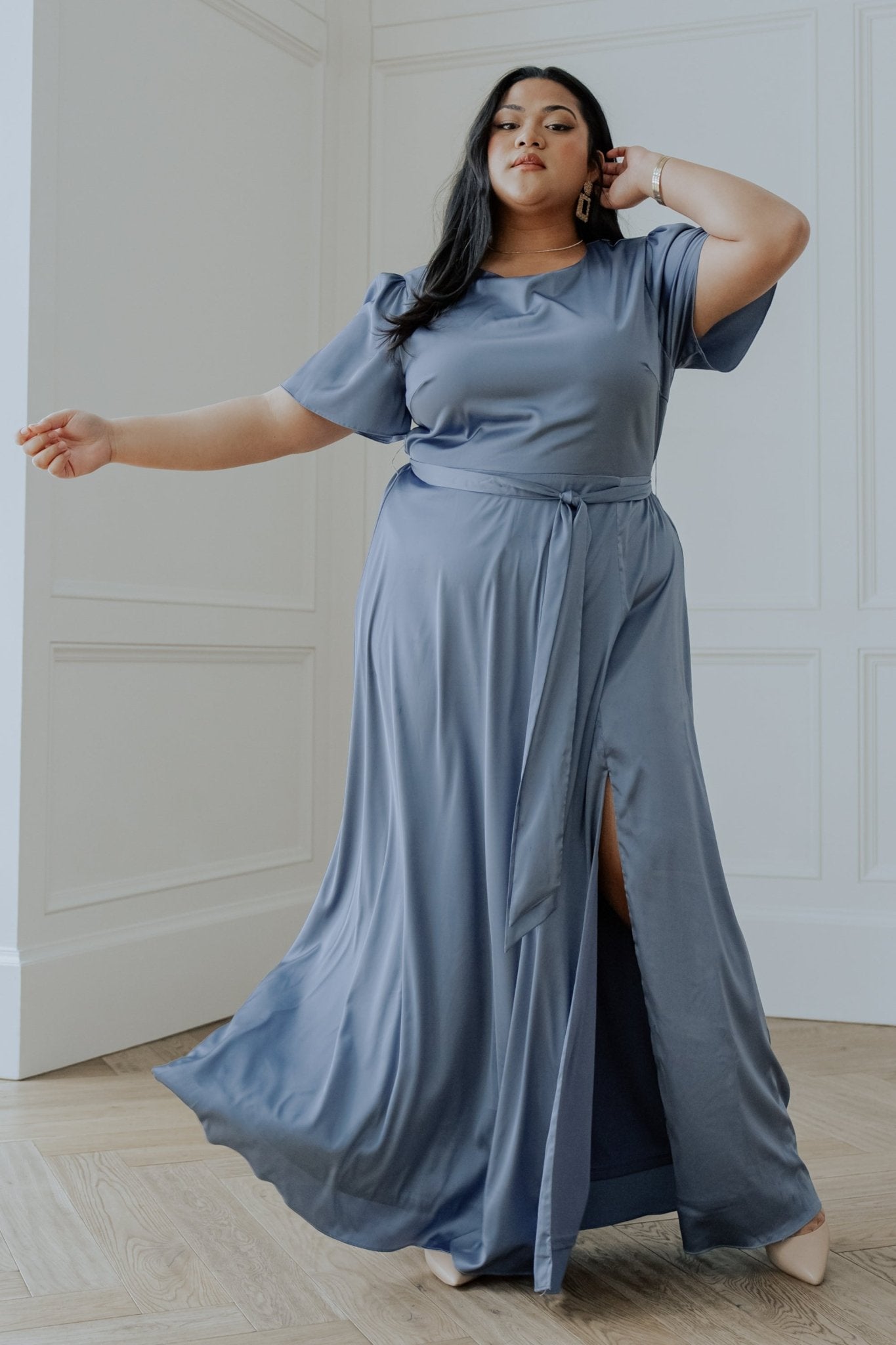 Agnes Satin Maxi Dress | Whisper Blue Sale Explore