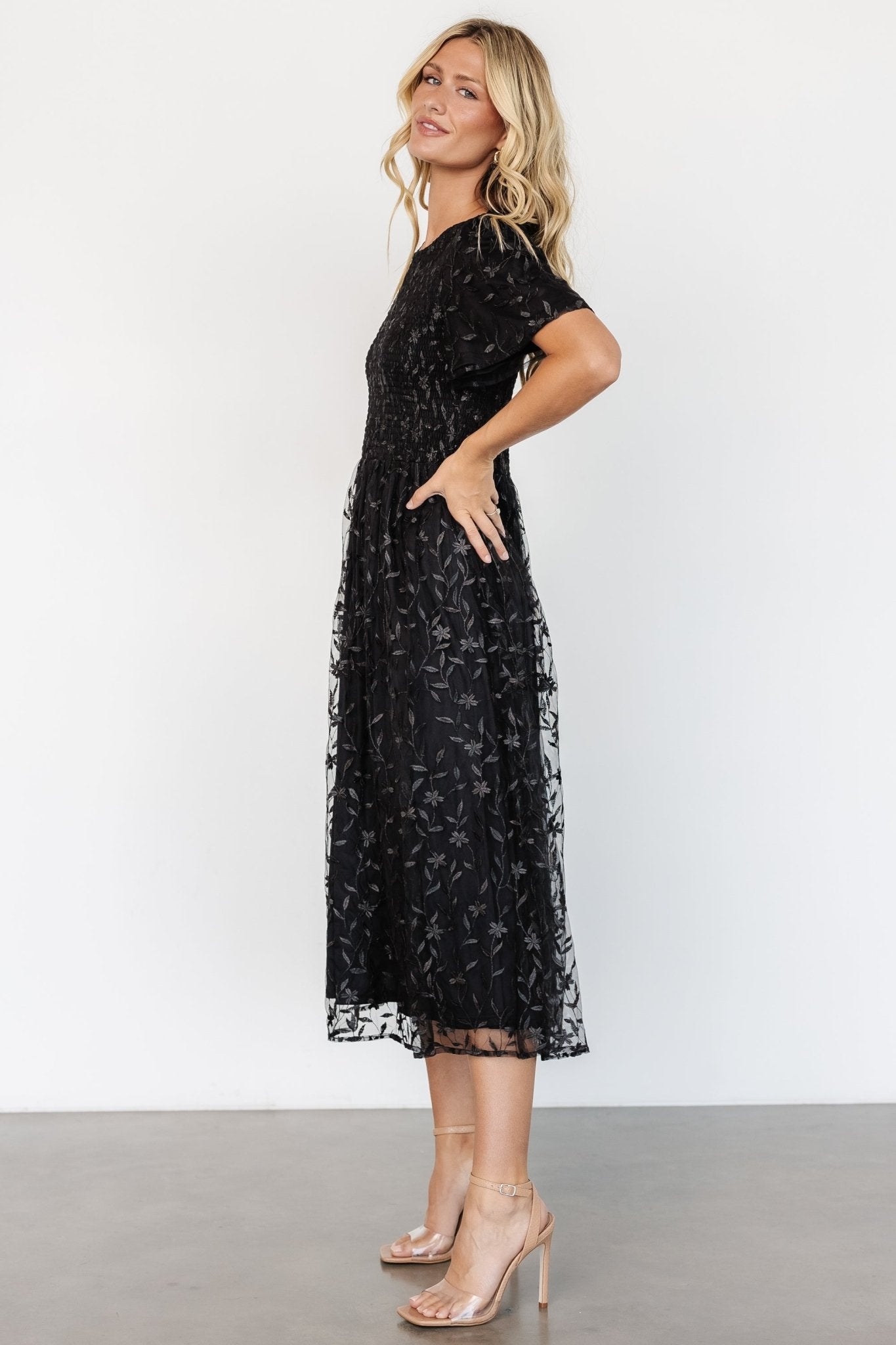 Cara Embroidered Midi Dress | Black Outlet Free Shipping Authentic