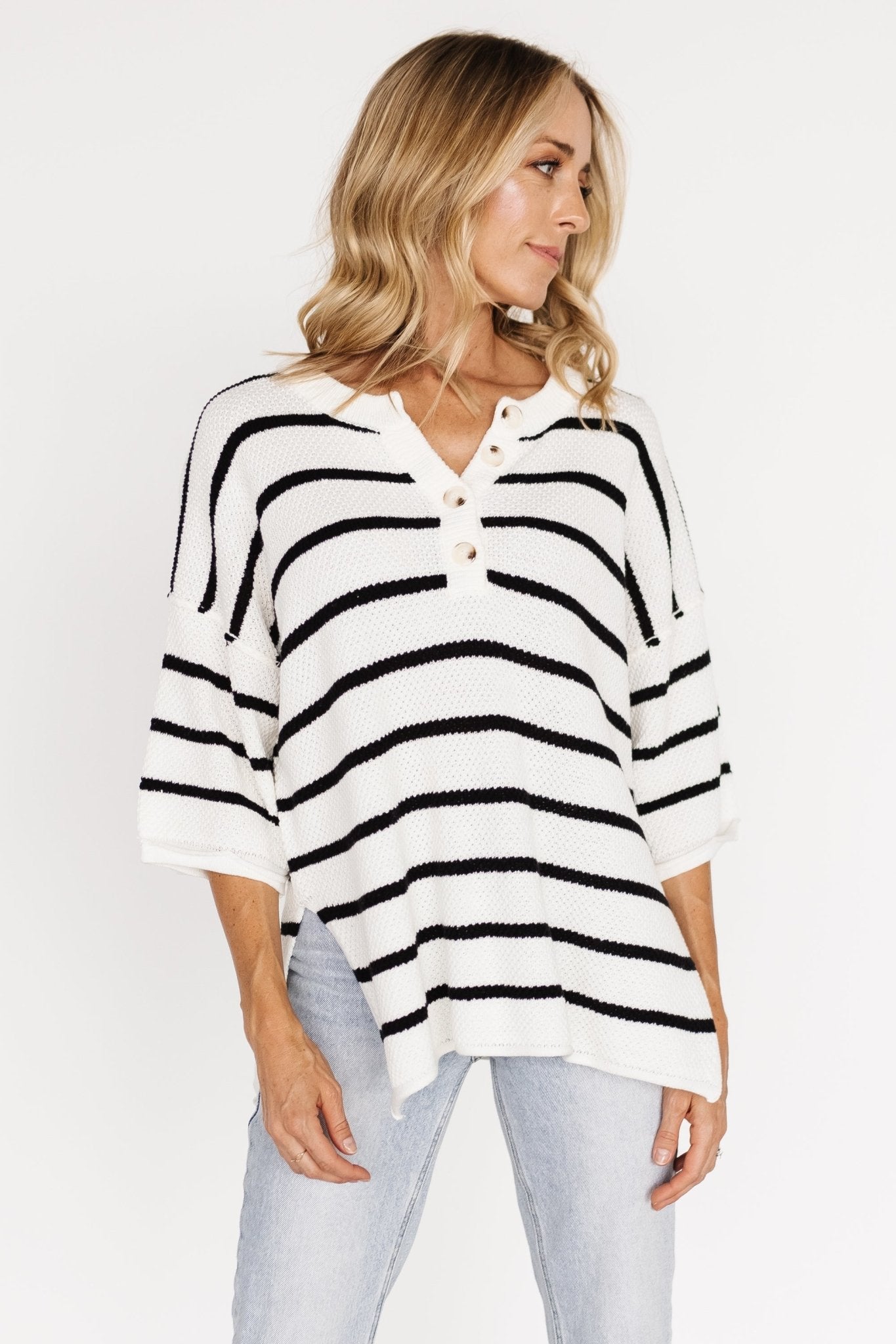 Maddock Knit Top | Off White + Black Cheap Pice Wholesale