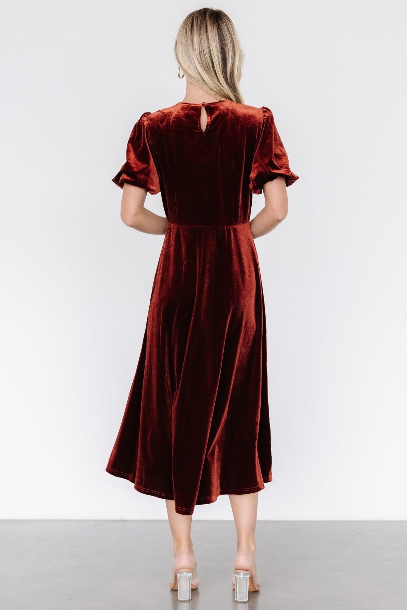 Nita Velvet Midi Dress | Deep Cinnamon Official Site