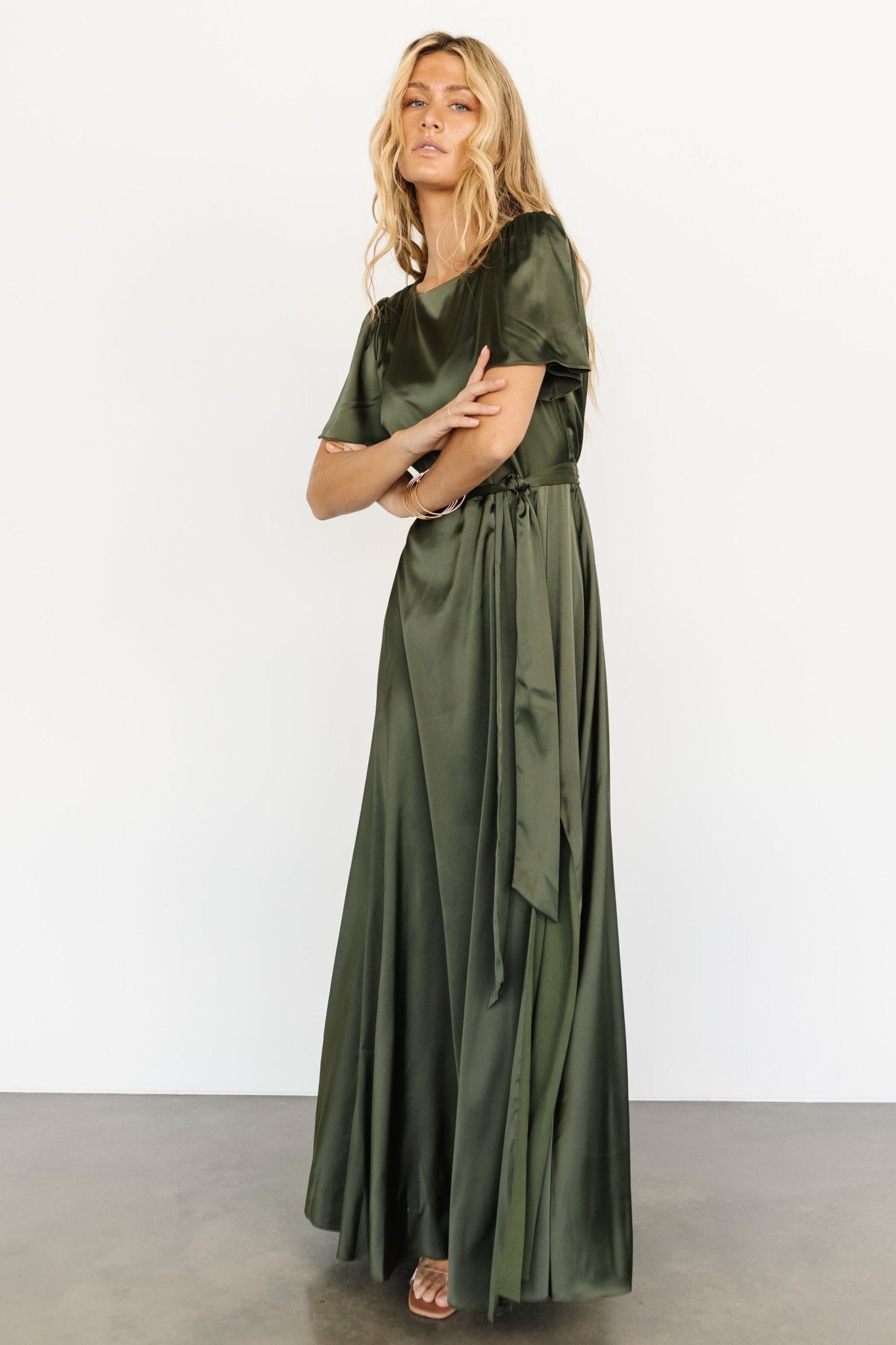 Agnes Satin Maxi Dress | Juniper Green Best Wholesale