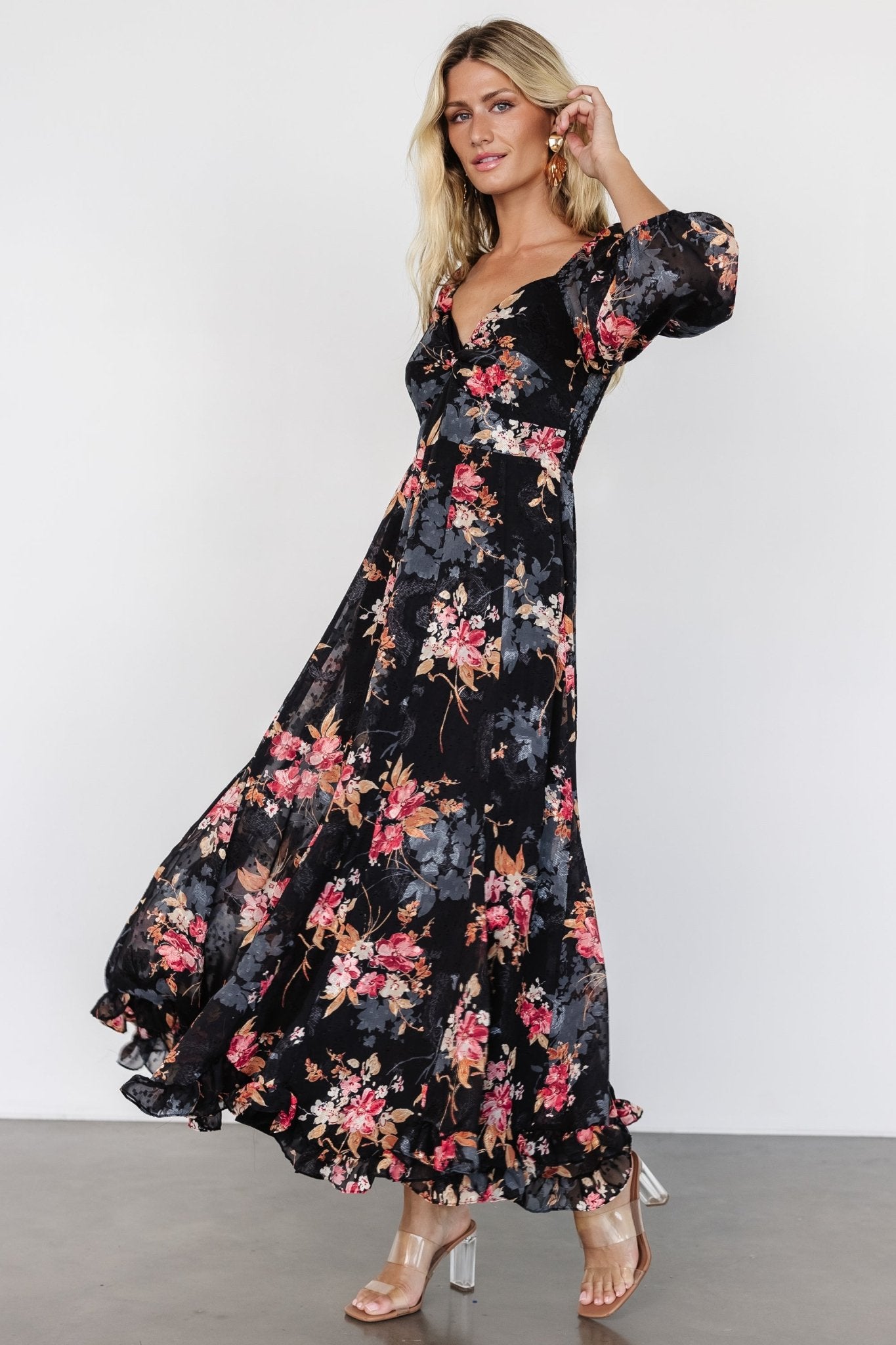 Estefania Maxi Dress | Black Floral Outlet 2025 New