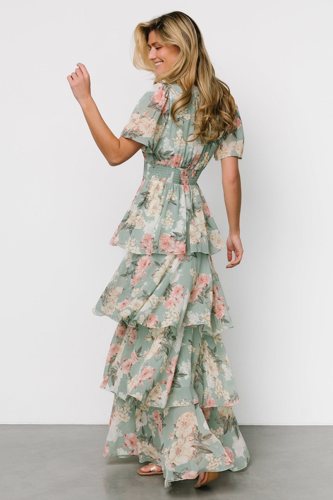 Montaigne Ruffle Maxi Dress | Sage Floral Discount Latest Collections