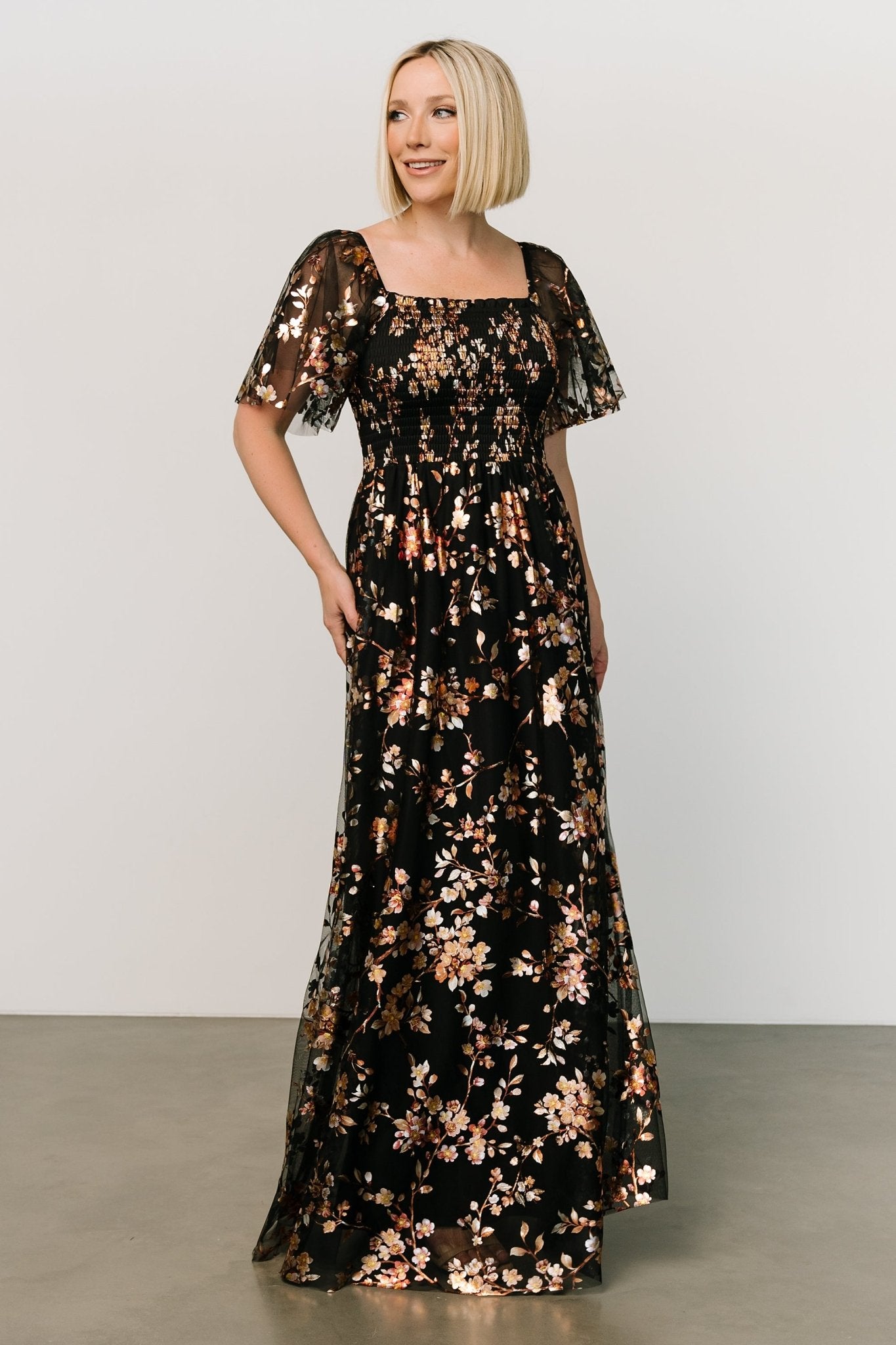 Cassandra Tulle Maxi Dress | Black Blossom Amazon For Sale