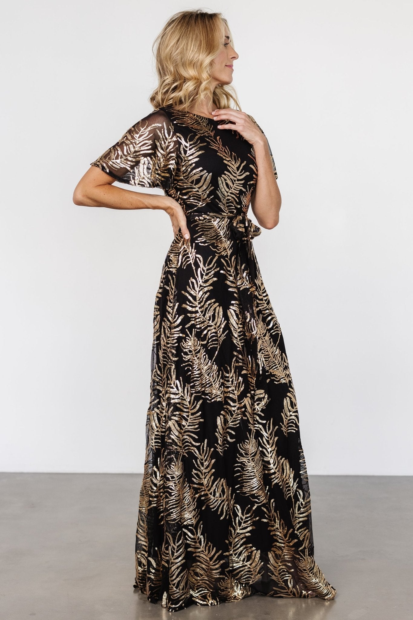 Muse Sequin Maxi Dress | Black + Gold Collections For Sale