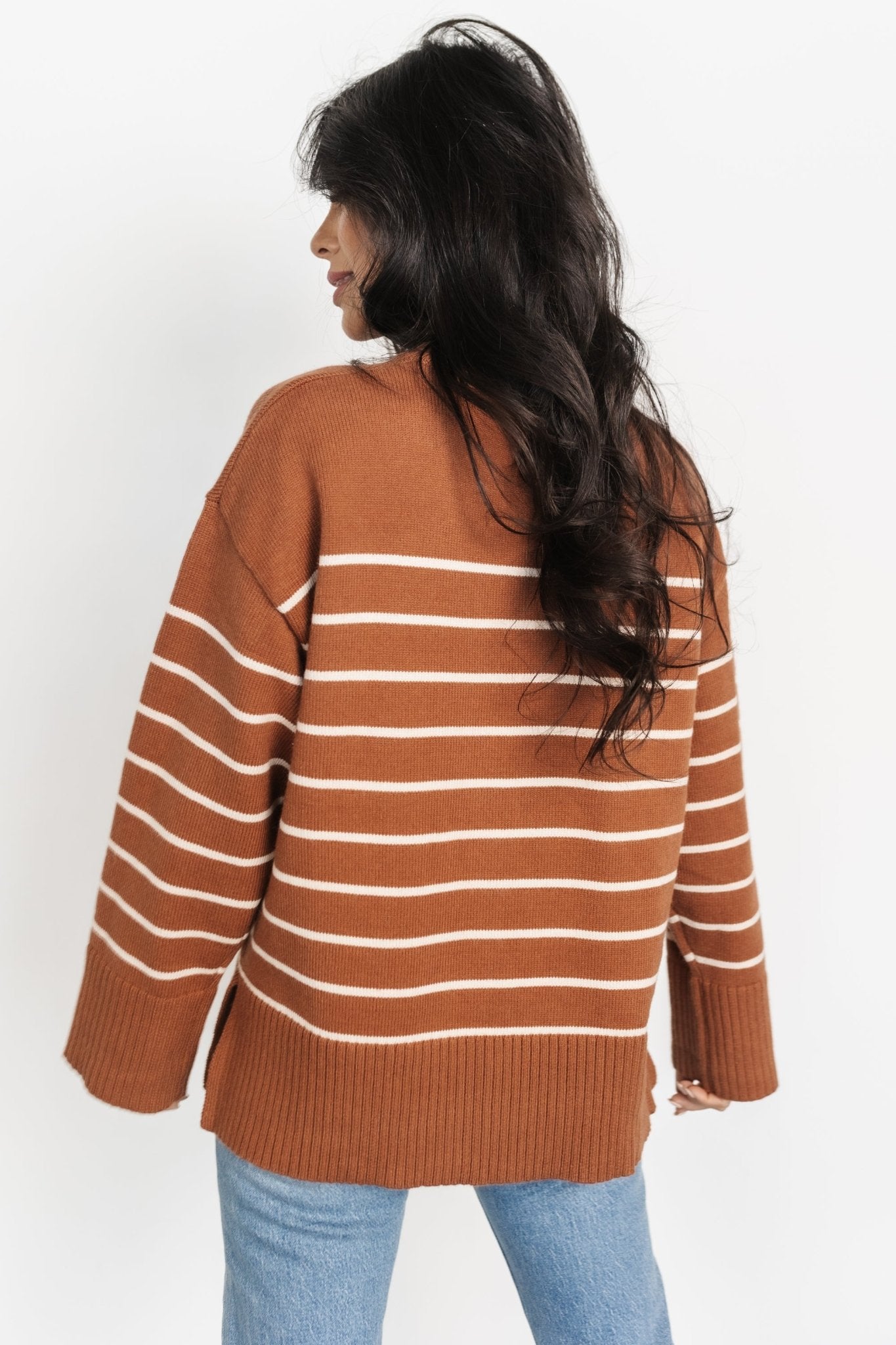 Emerson Stripe Knit Sweater | Dark Camel + Ivory Cheap Pice Store