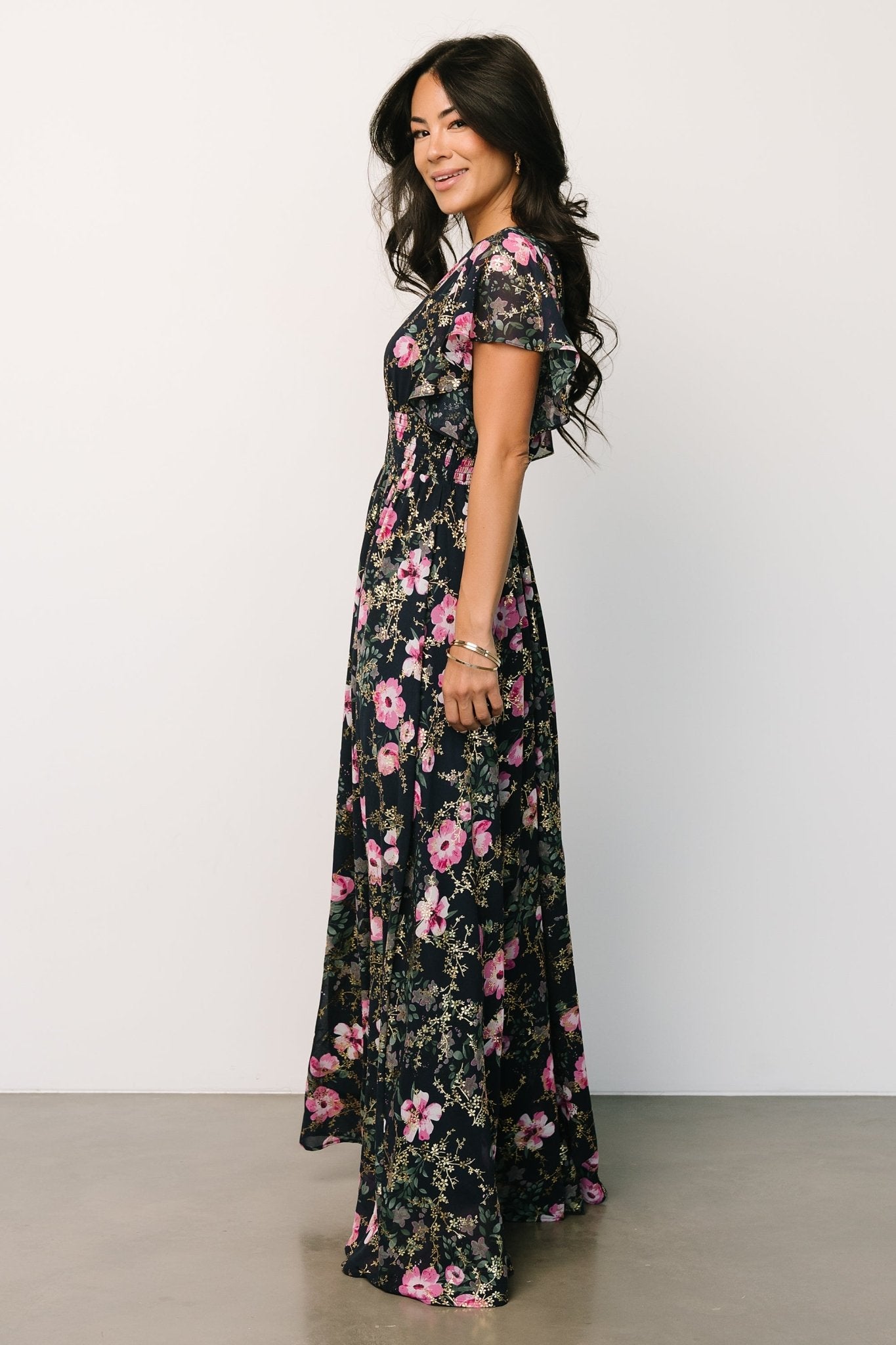 Lynlee Metallic Maxi Dress | Dark Blue + Pink Genuine Sale Online