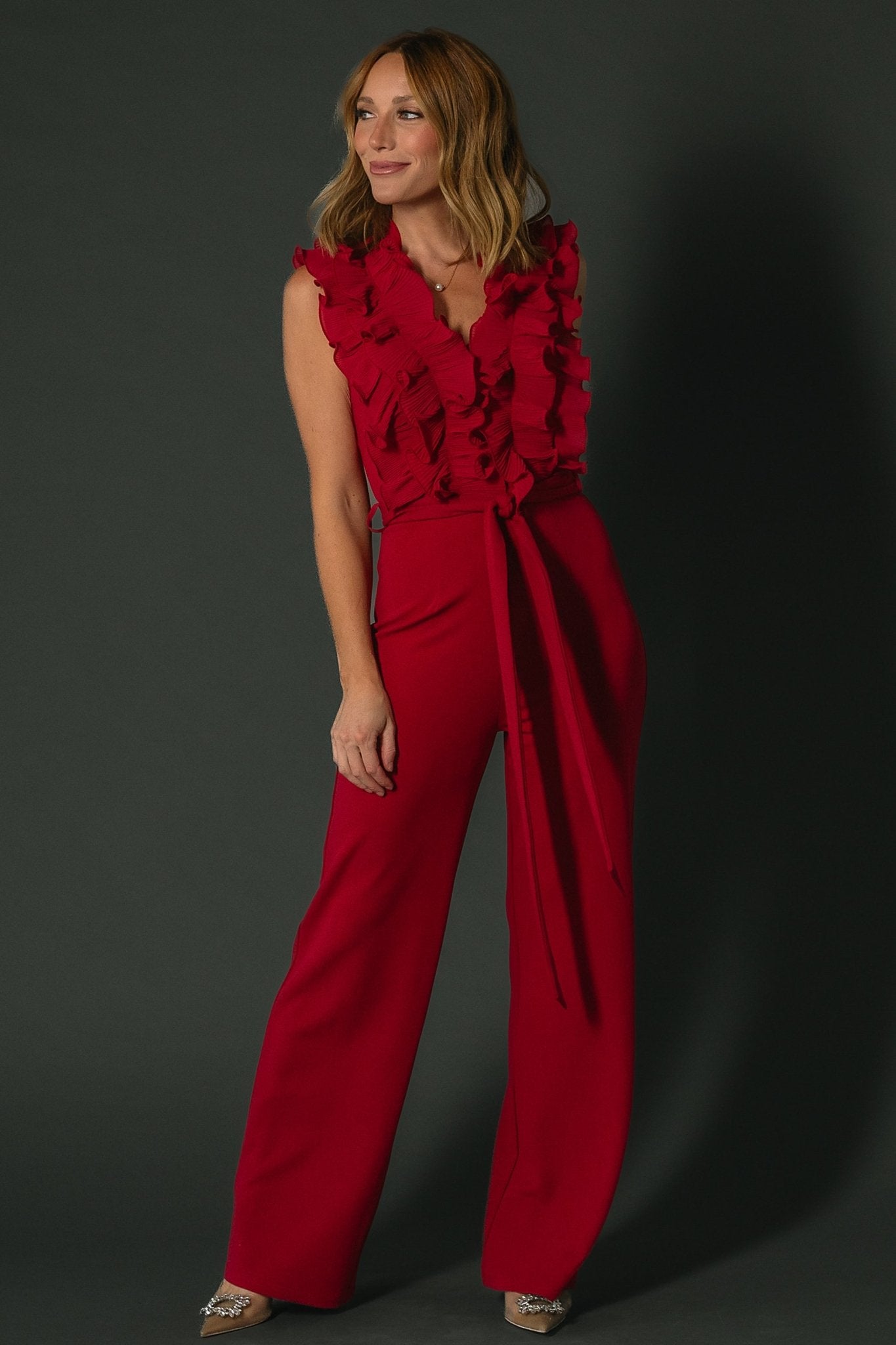 Tyra Ruffle Tank Jumpsuit | Burgundy Buy Cheap Browse