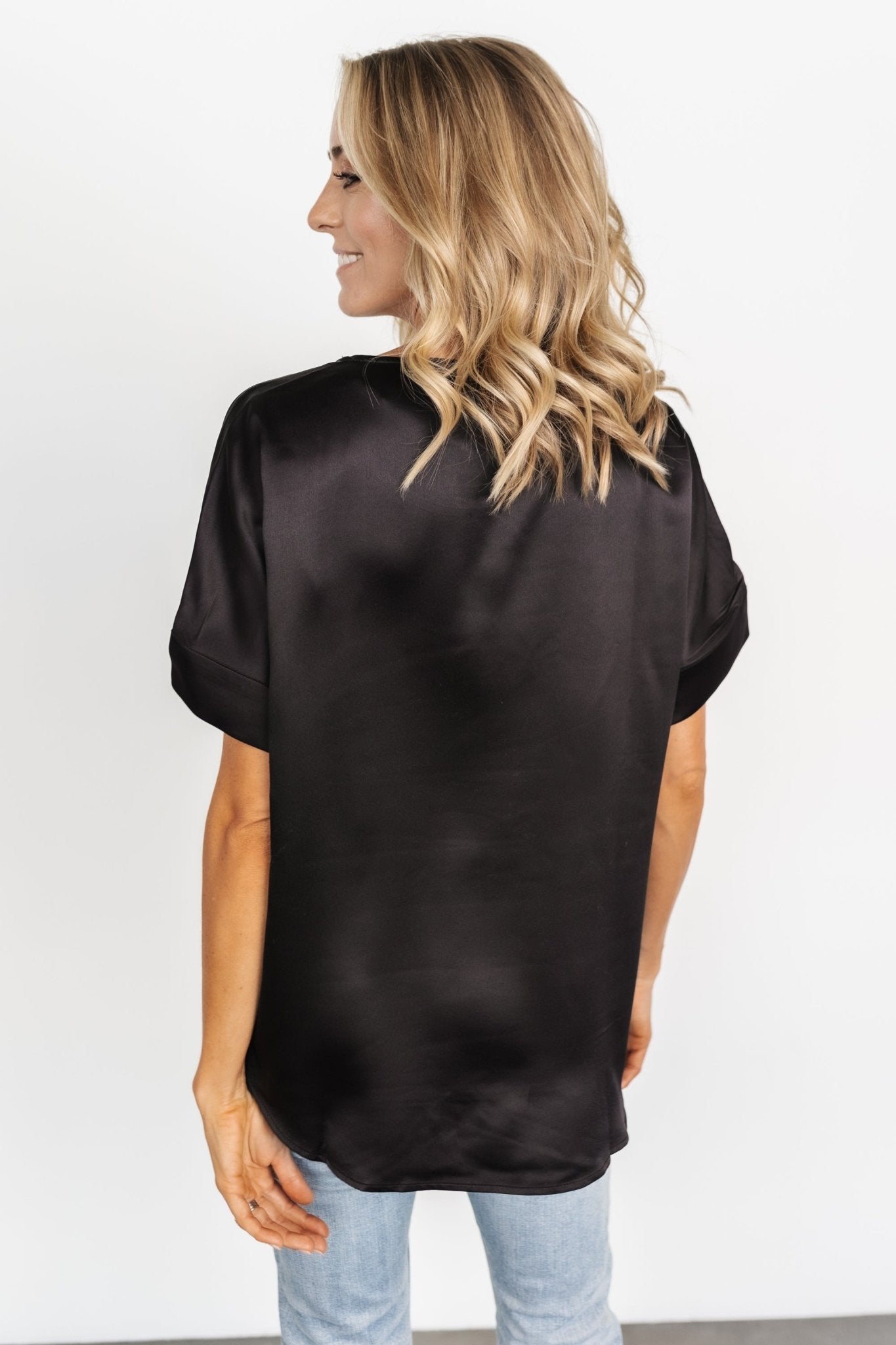 Rory Satin Top | Black Free Shipping Genuine