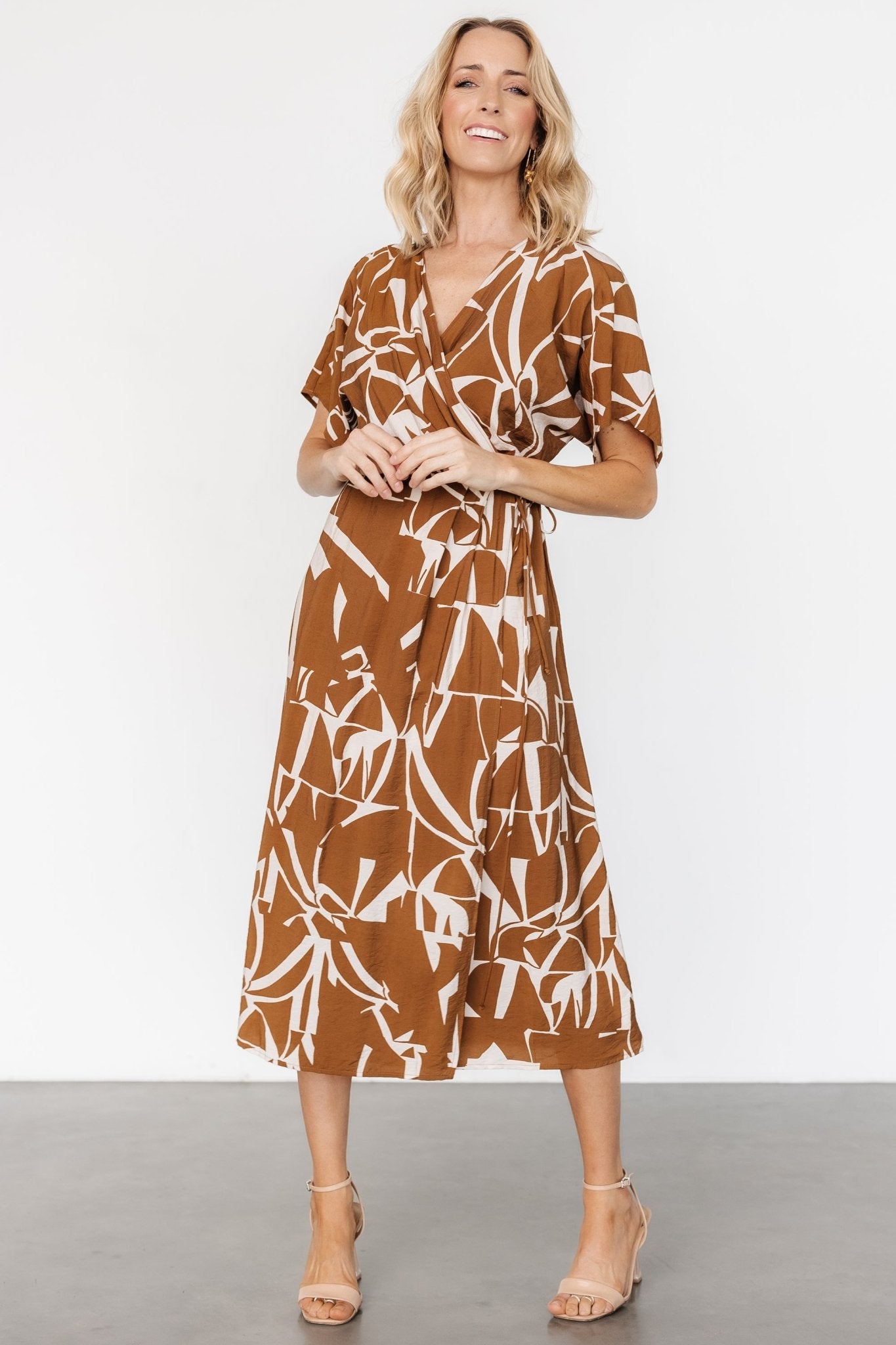 Fantino Faux Wrap Dress | Brown Print For Cheap