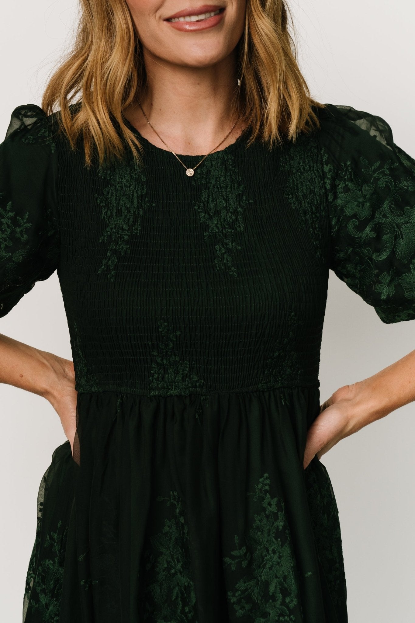 Corrine Embroidered Midi Dress | Emerald Shop Sale Online