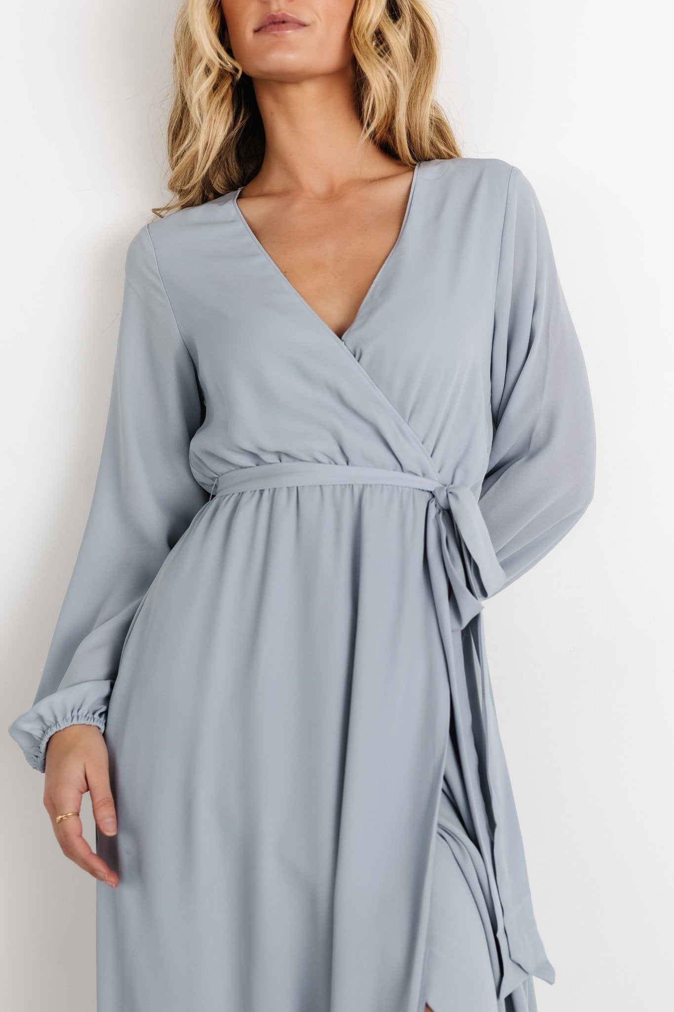 Breanne Faux Wrap Maxi Dress | Light Blue Outlet Discount Sale