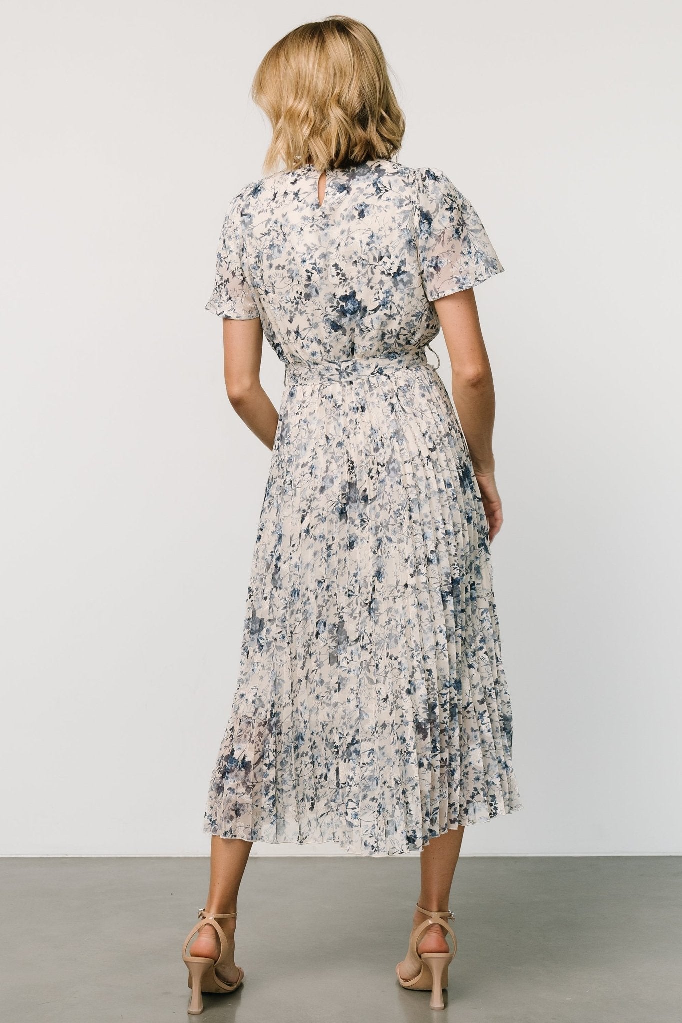 Alexandra Pleated Dress | Off White + Blue Wiki For Sale